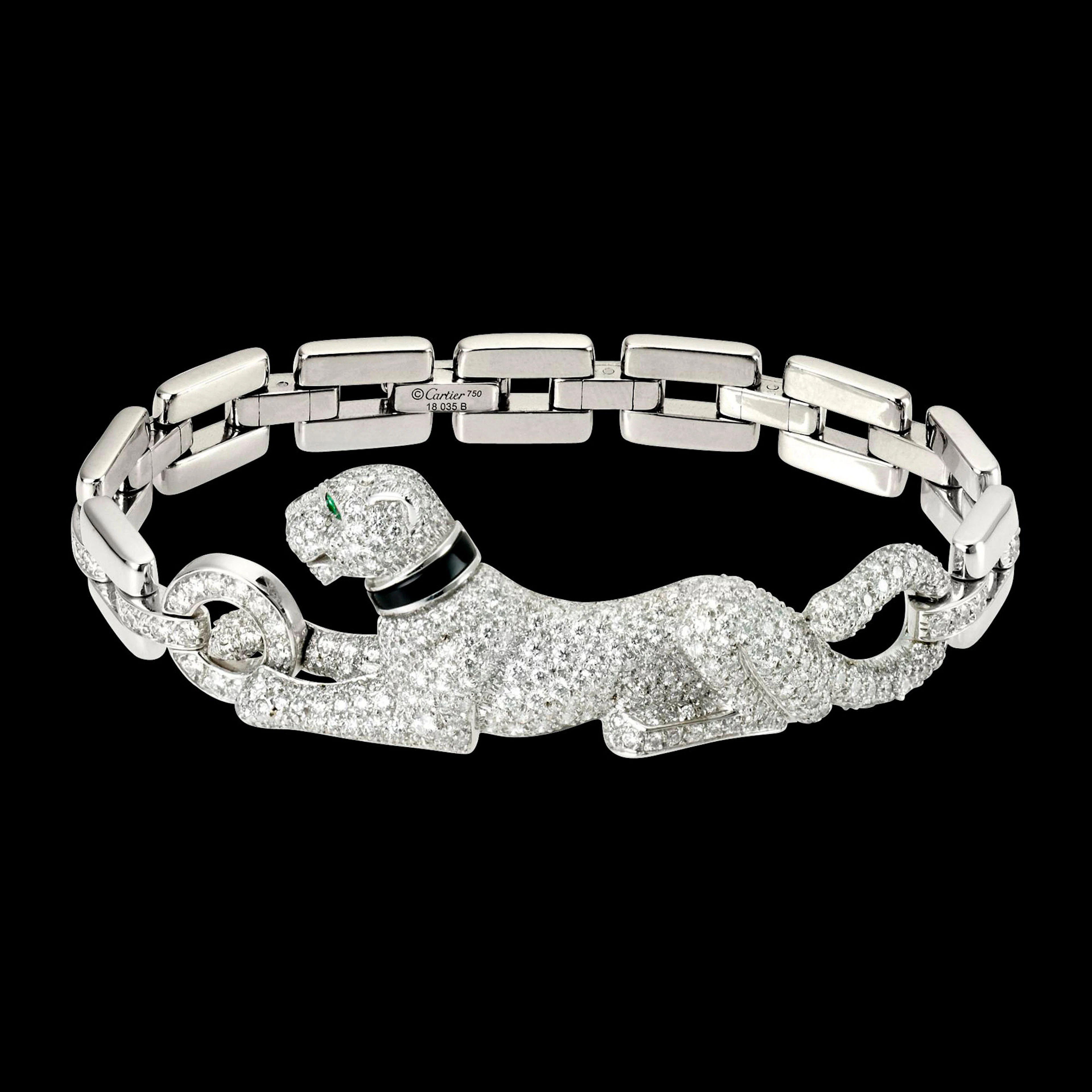CARTIER: DIAMONDS, ONYX AND EMERALD 'PANTHERE DE CARTIER' BRACELET
