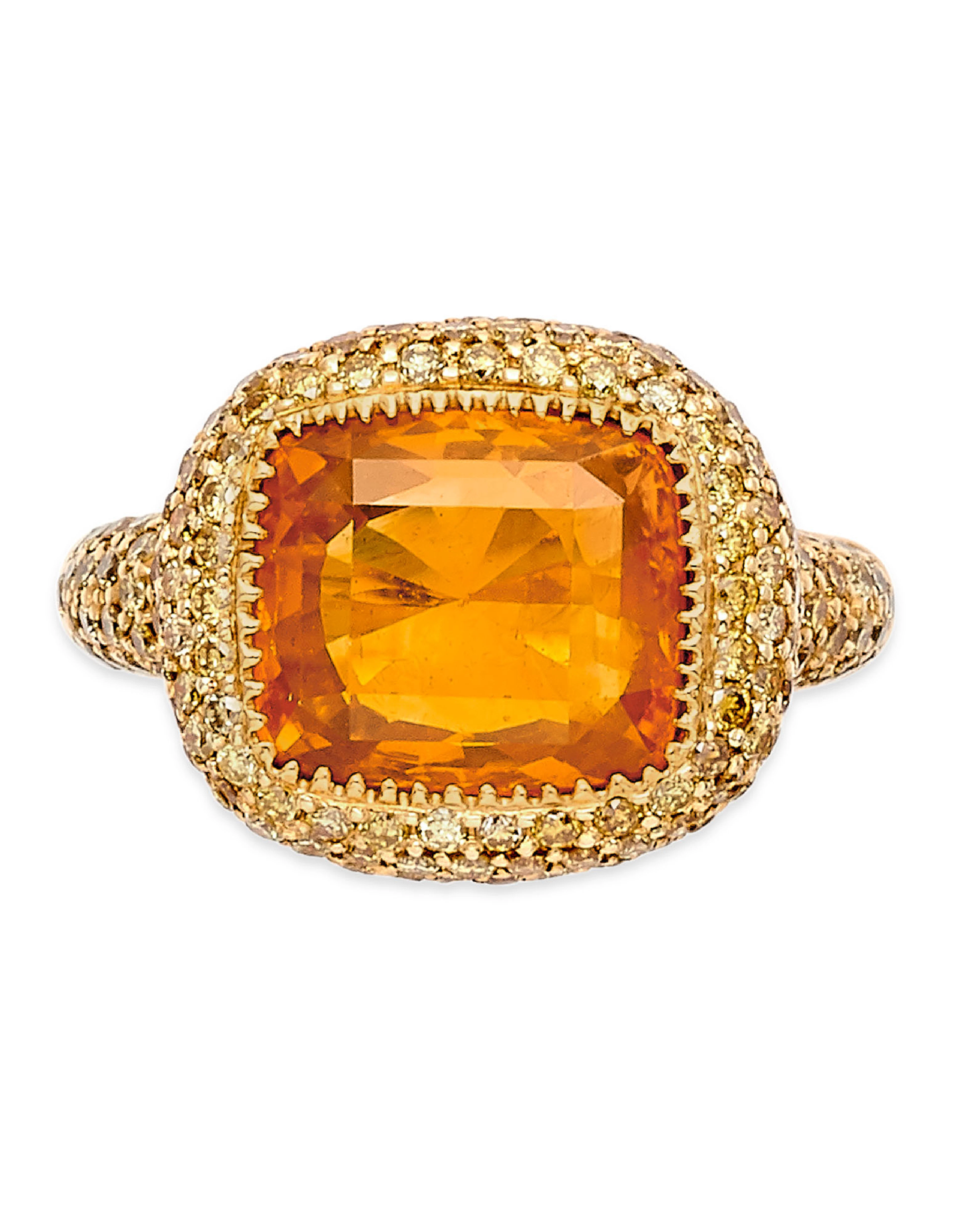 NO RISERVA - ANELLO CON ZAFFIRO COLORATO E DIAMANTI COLORATI, FÜRST