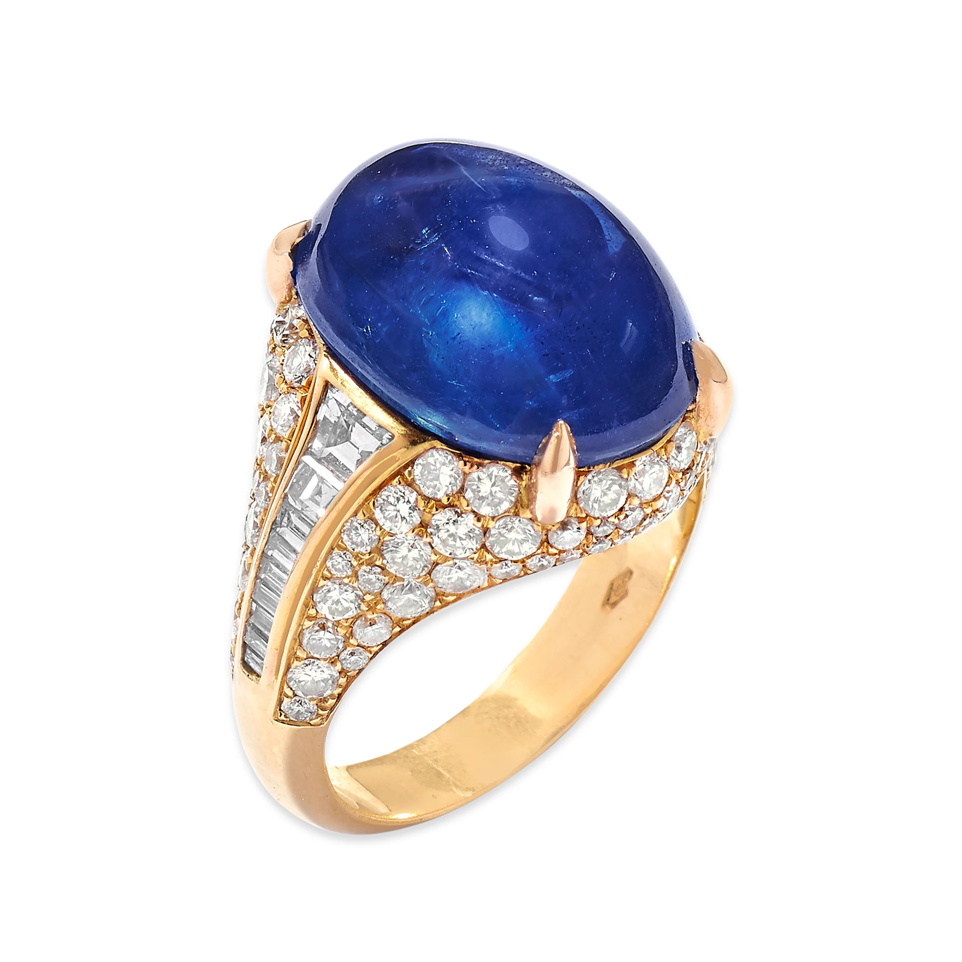 ANELLO 'TROMBINO' CON ZAFFIRO E DIAMANTI, BULGARI