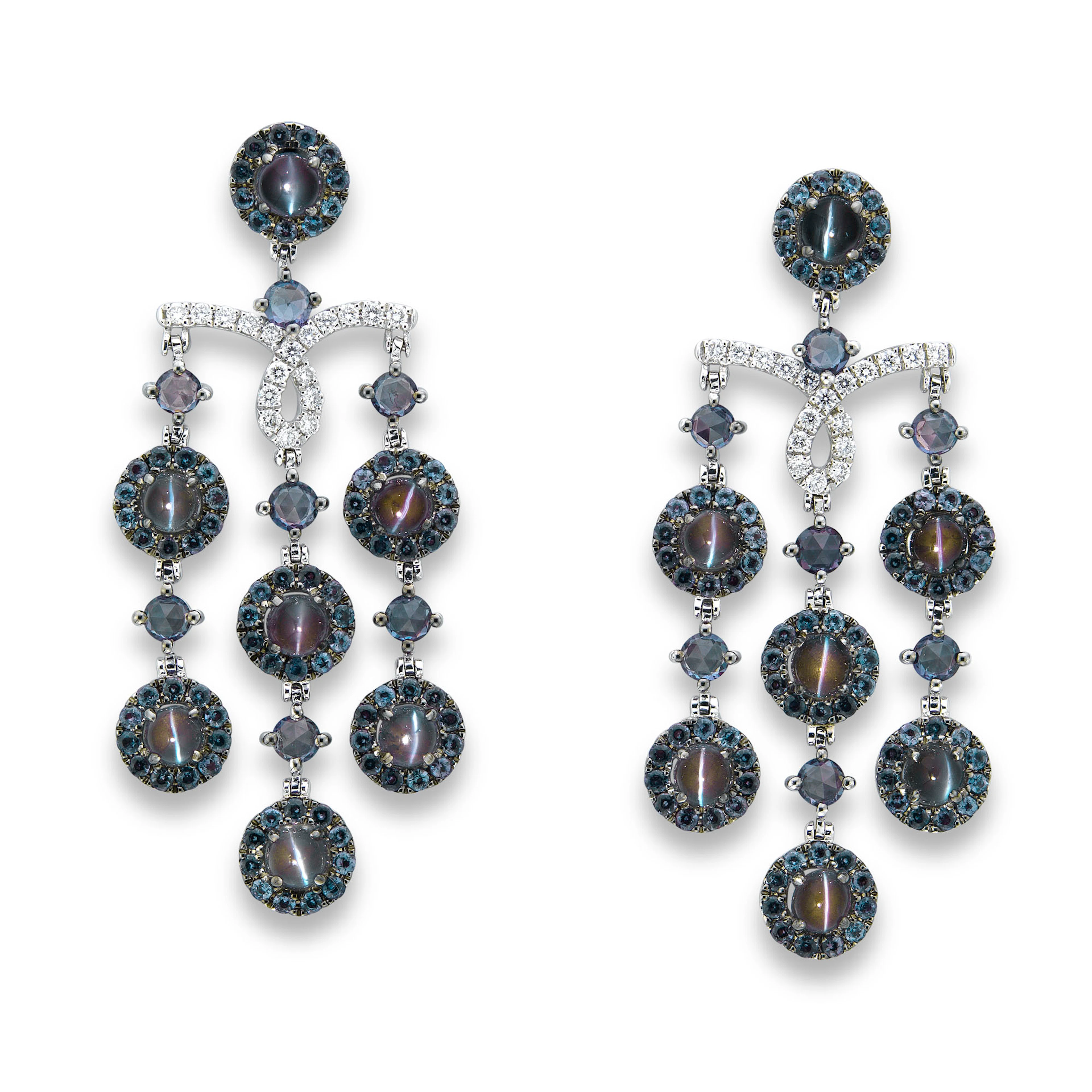 ALEXANDRITE AND DIAMOND EARRINGS