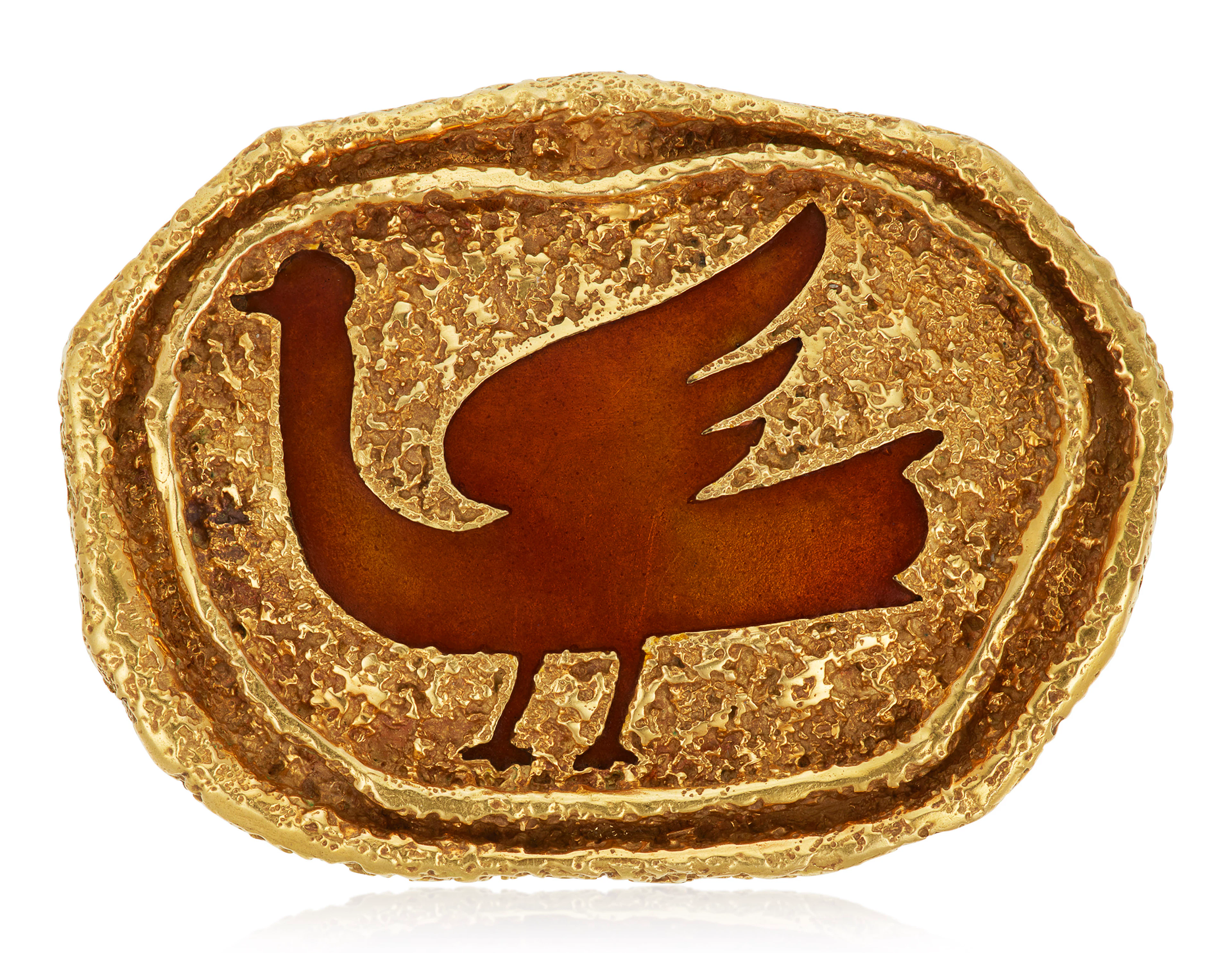 GEORGES BRAQUE ENAMEL AND GOLD 'PROCRIS' BROOCH