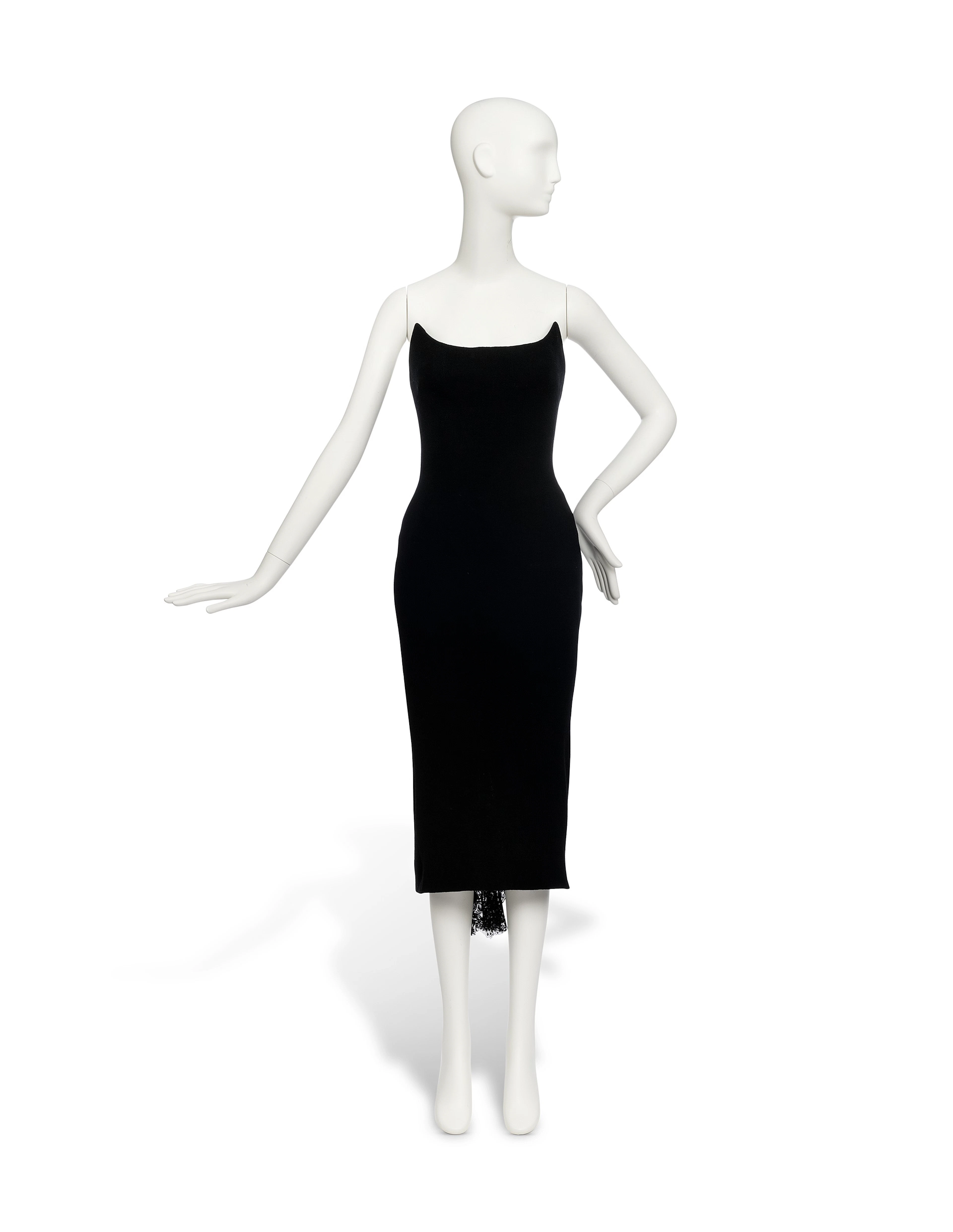A BLACK WOOL CRÊPE SHEATH