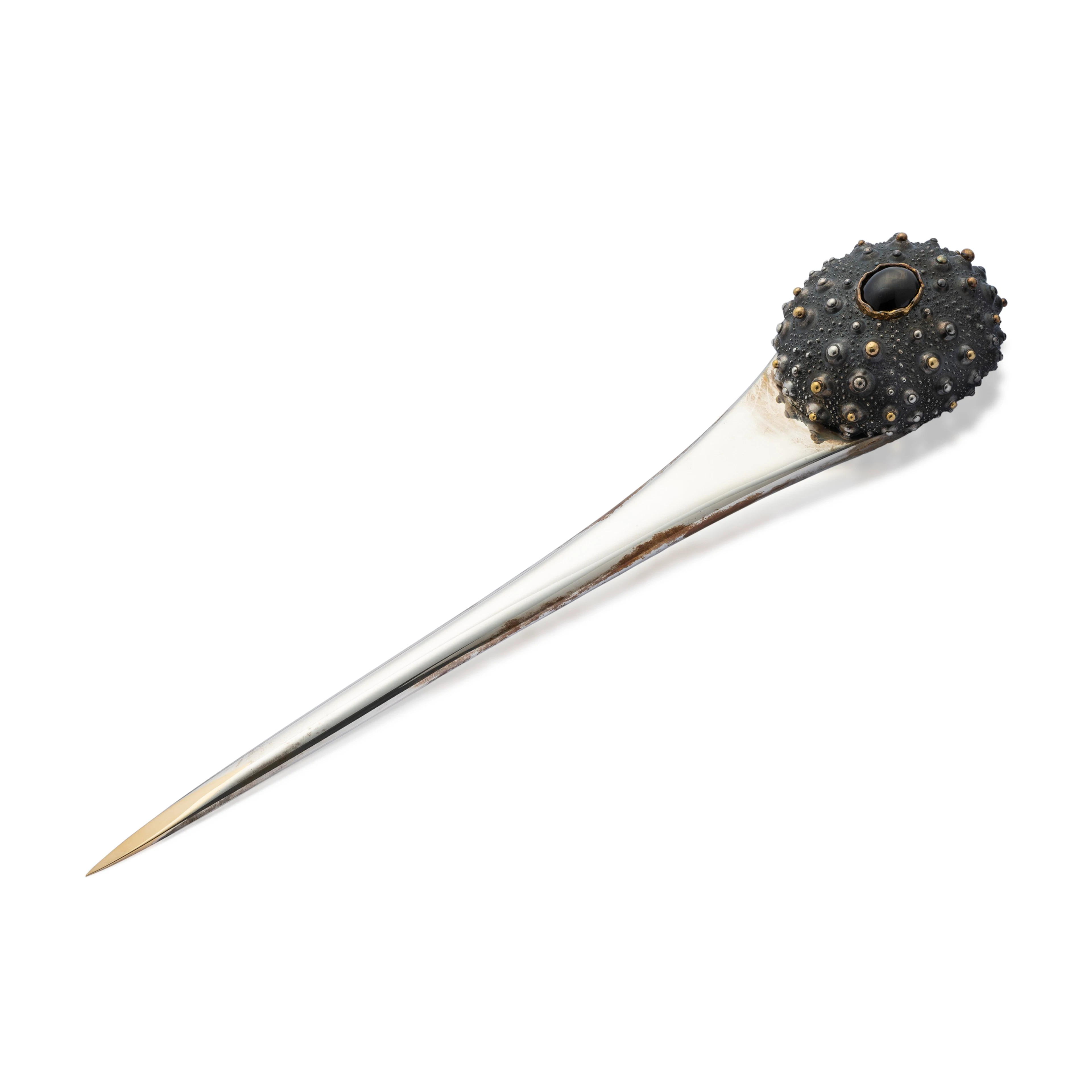 NO RESERVE - GILBERT ALBERT COLOURED SAPPHIRE AND JASPER LETTER OPENER