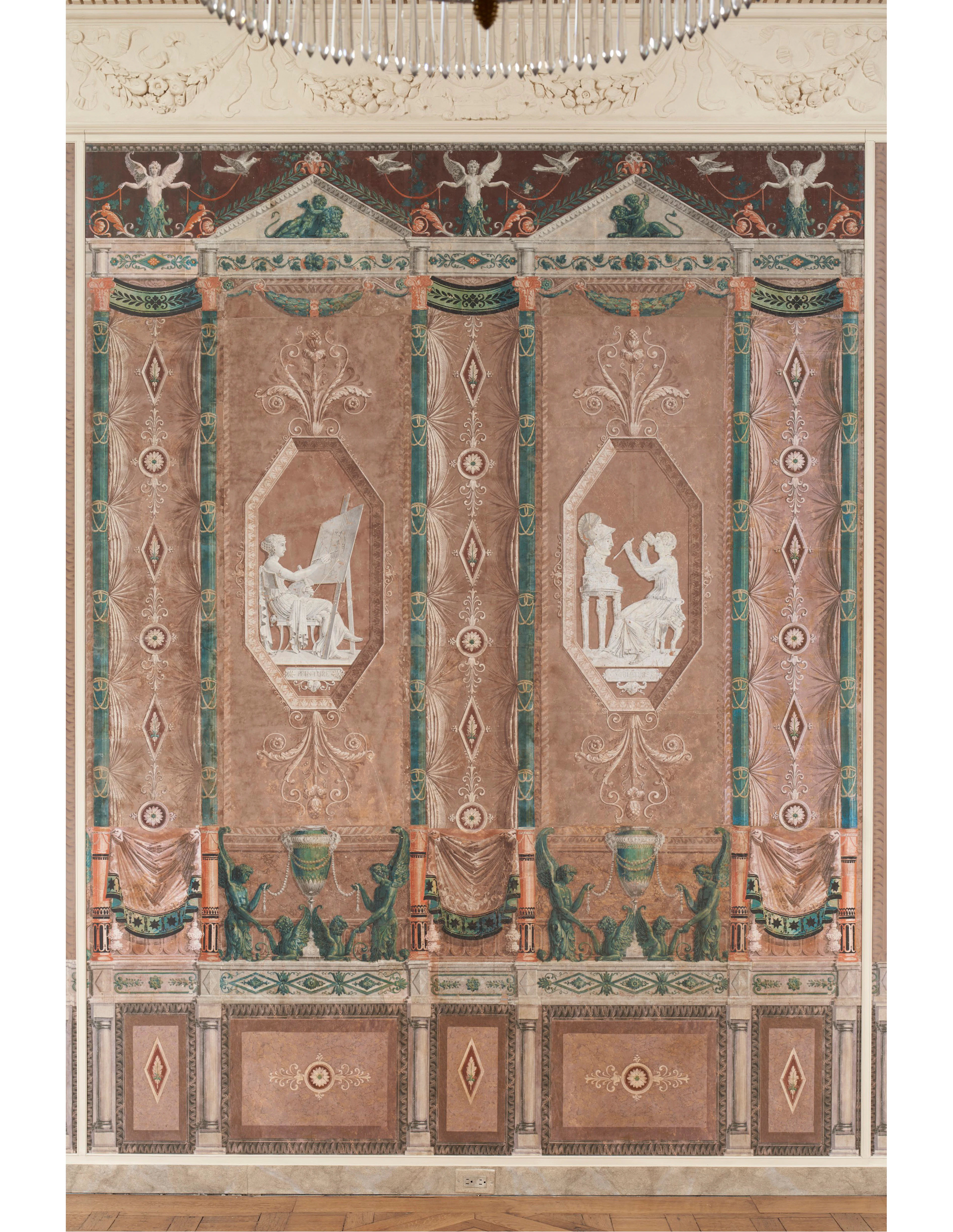 A SET OF FRENCH WALLPAPER PANELS, ALLEGORIES DES ARTS