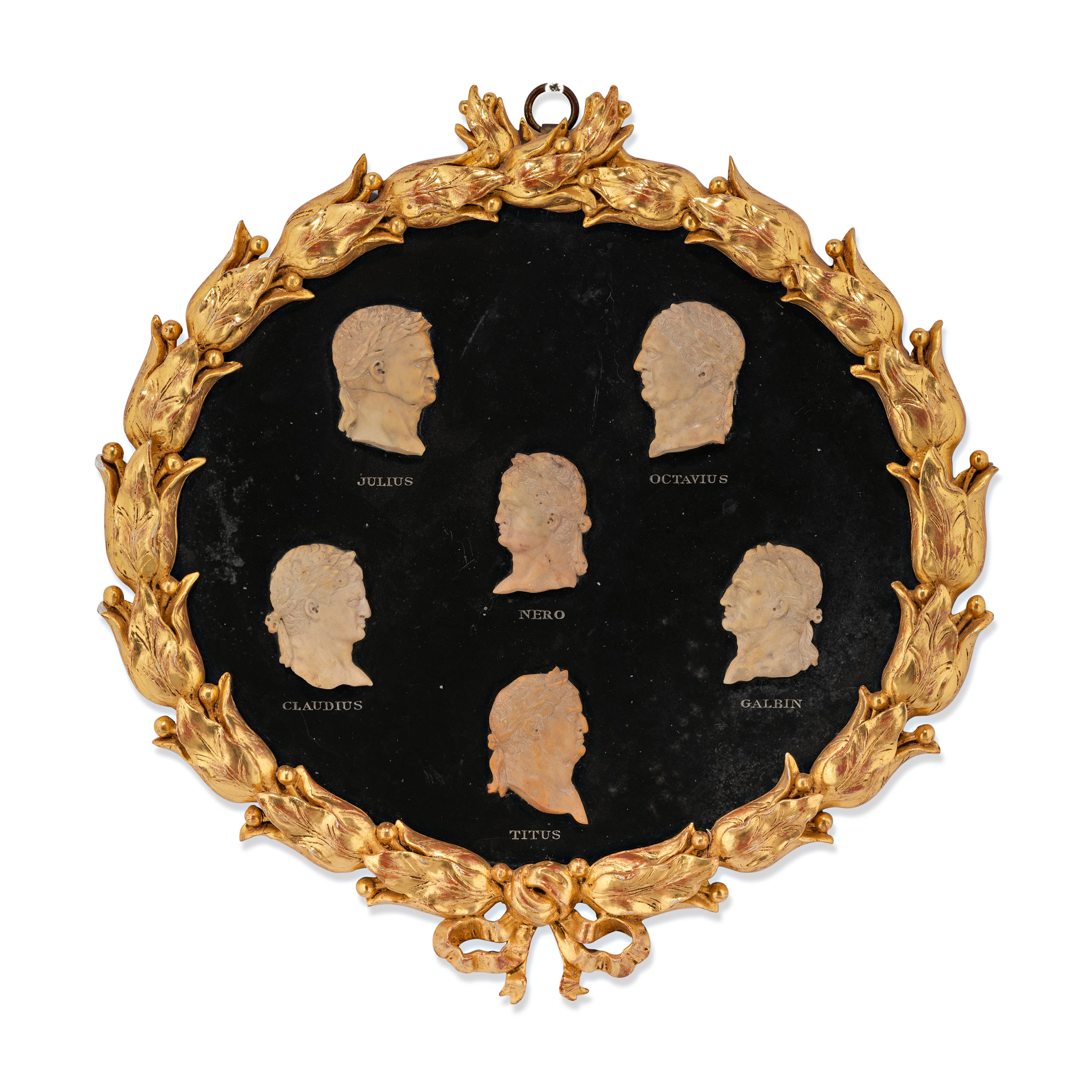 AN ITALIAN MARBLE AND GIALLO 'GRAND TOUR' RELIEF OF ROMAN EMPERORS