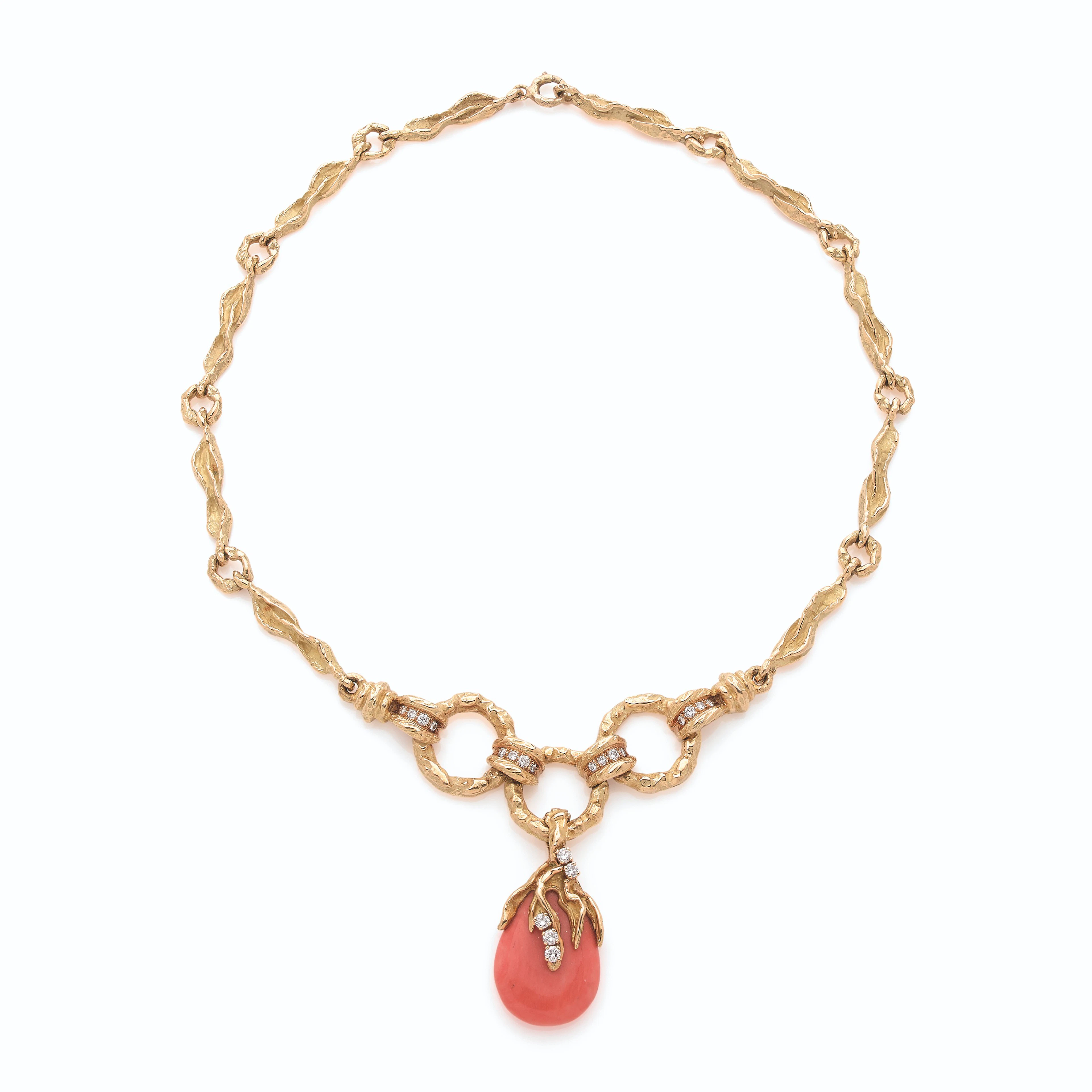 CHAUMET COLLIER CORAIL ET DIAMANTS