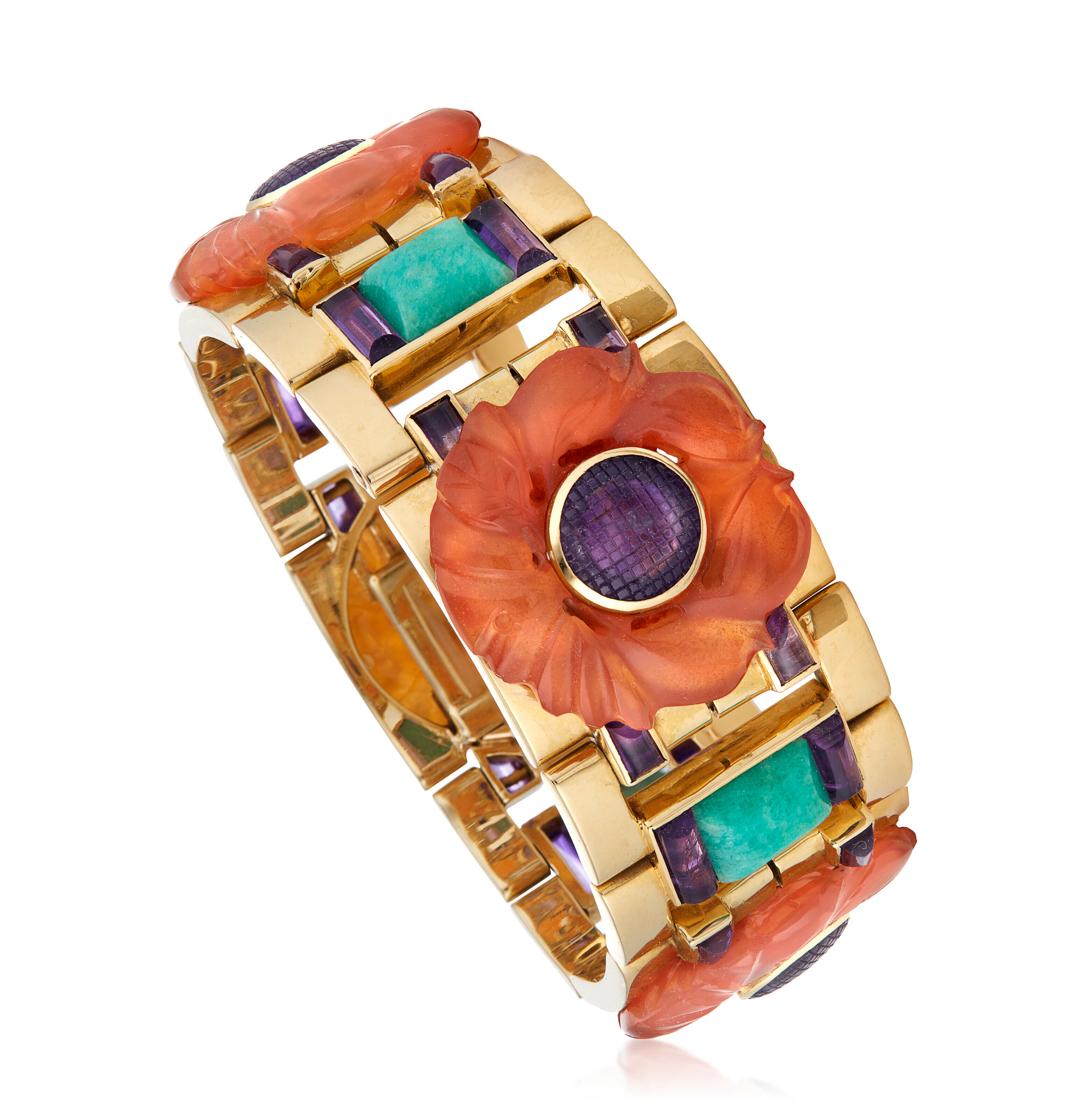 GEORGES LENFANT RETRO MULTI-GEM AND GOLD BRACELET