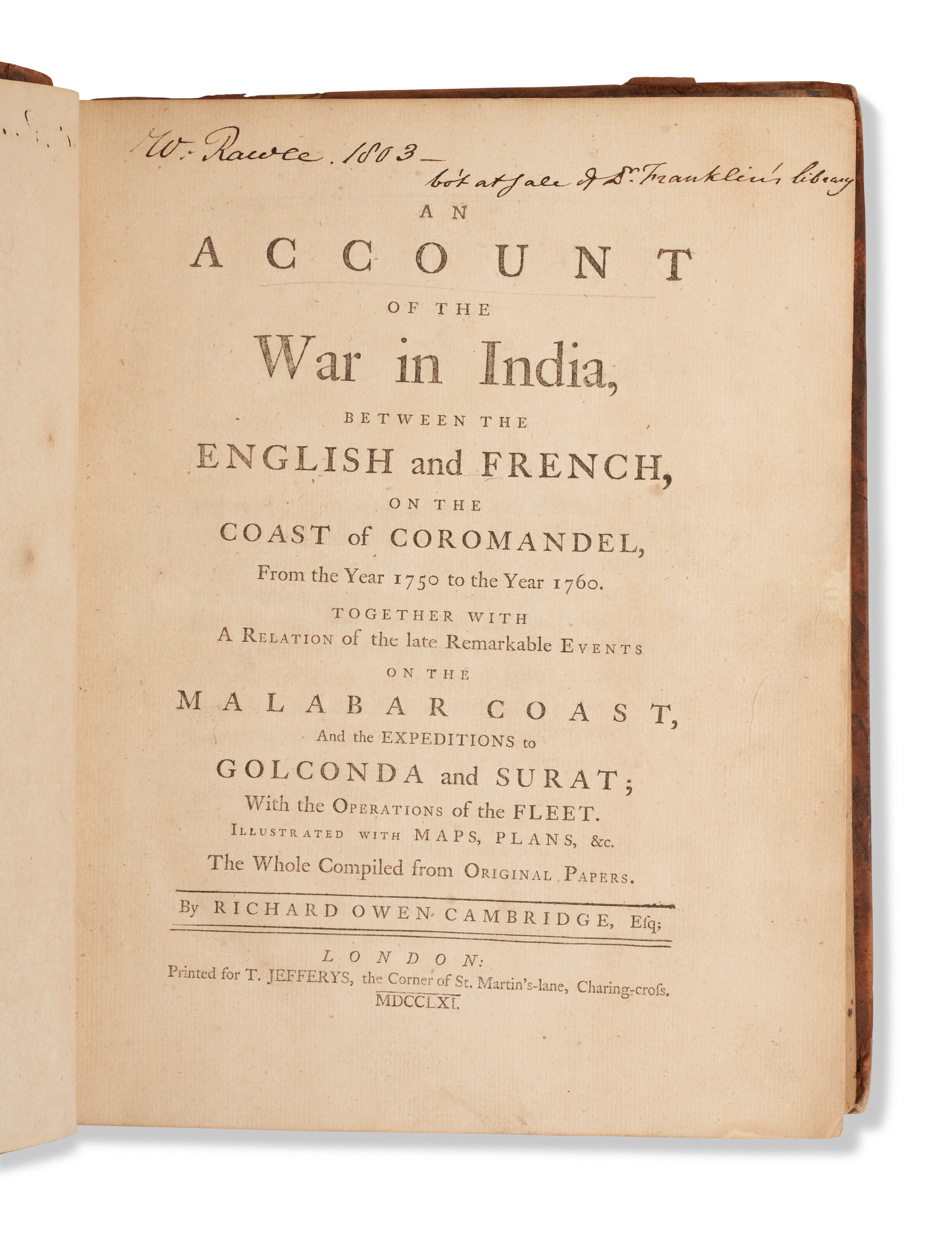 Franklin's copy of An Account of the War in India
