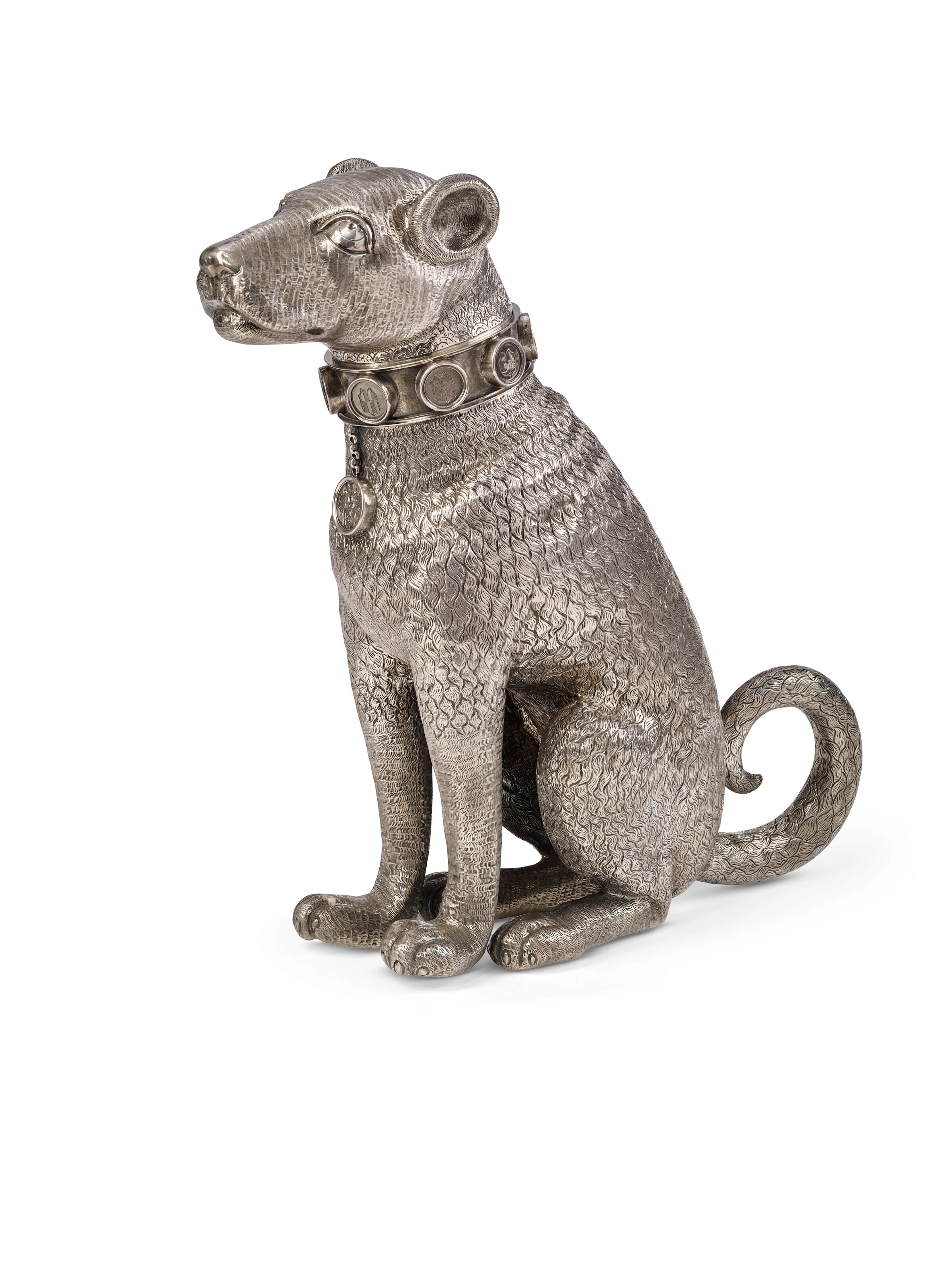 CHIEN EN ARGENT