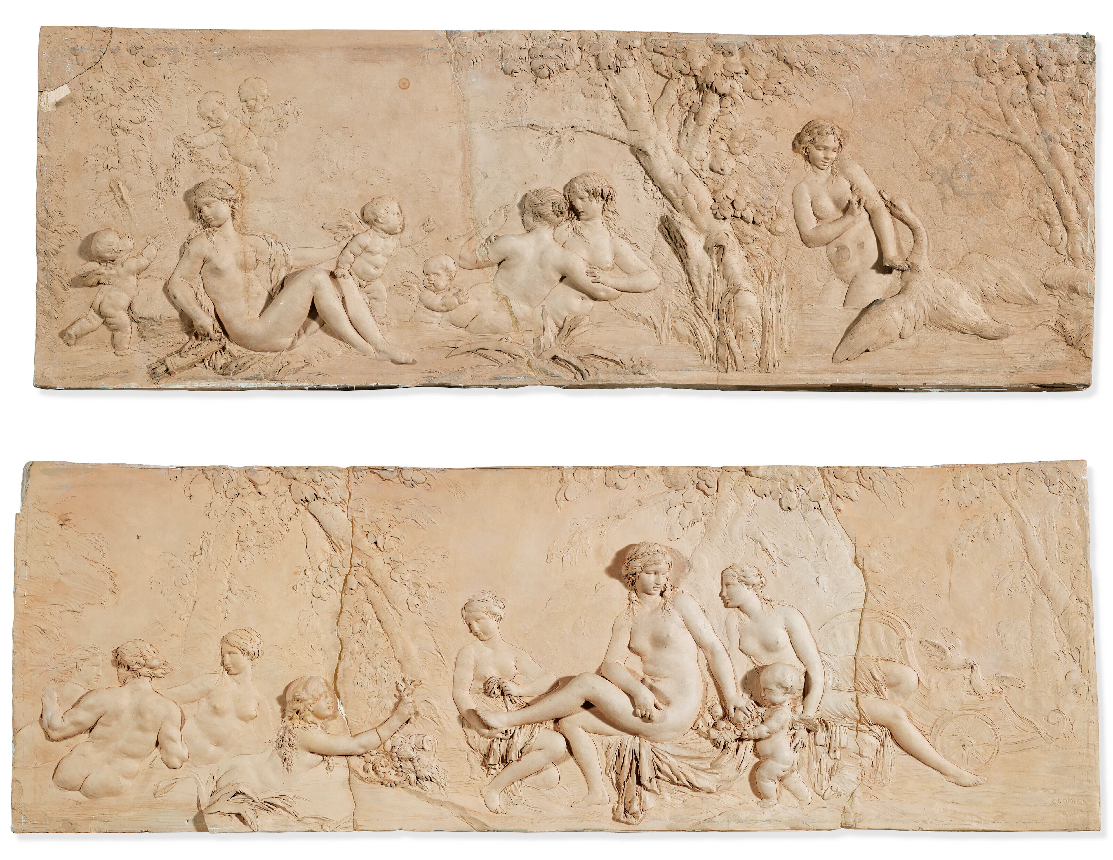A PAIR OF RECTANGULAR TERRACOTTA PREPARATORY RELIEFS FOR...