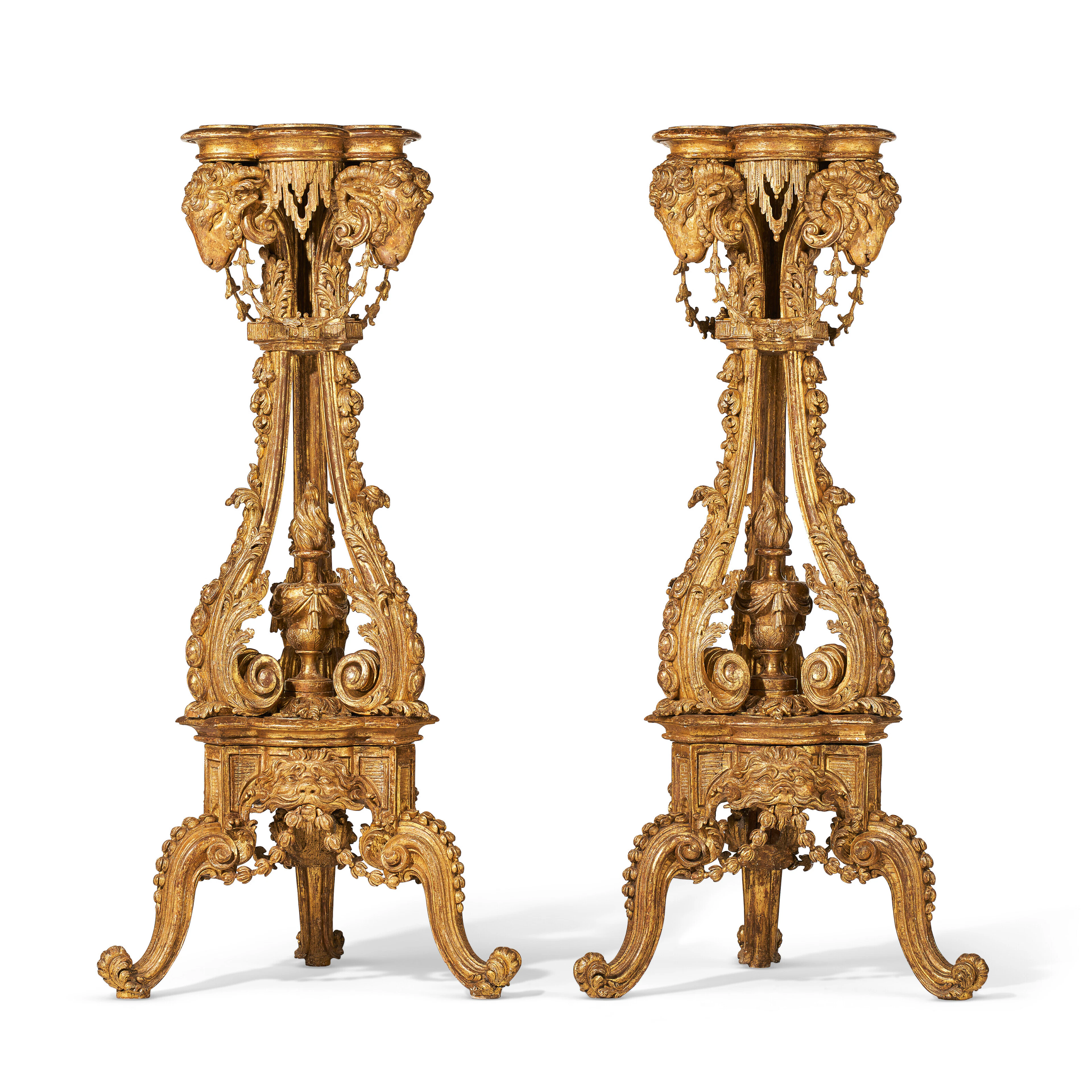 A PAIR OF GEORGE III GILTWOOD TORCHÈRES