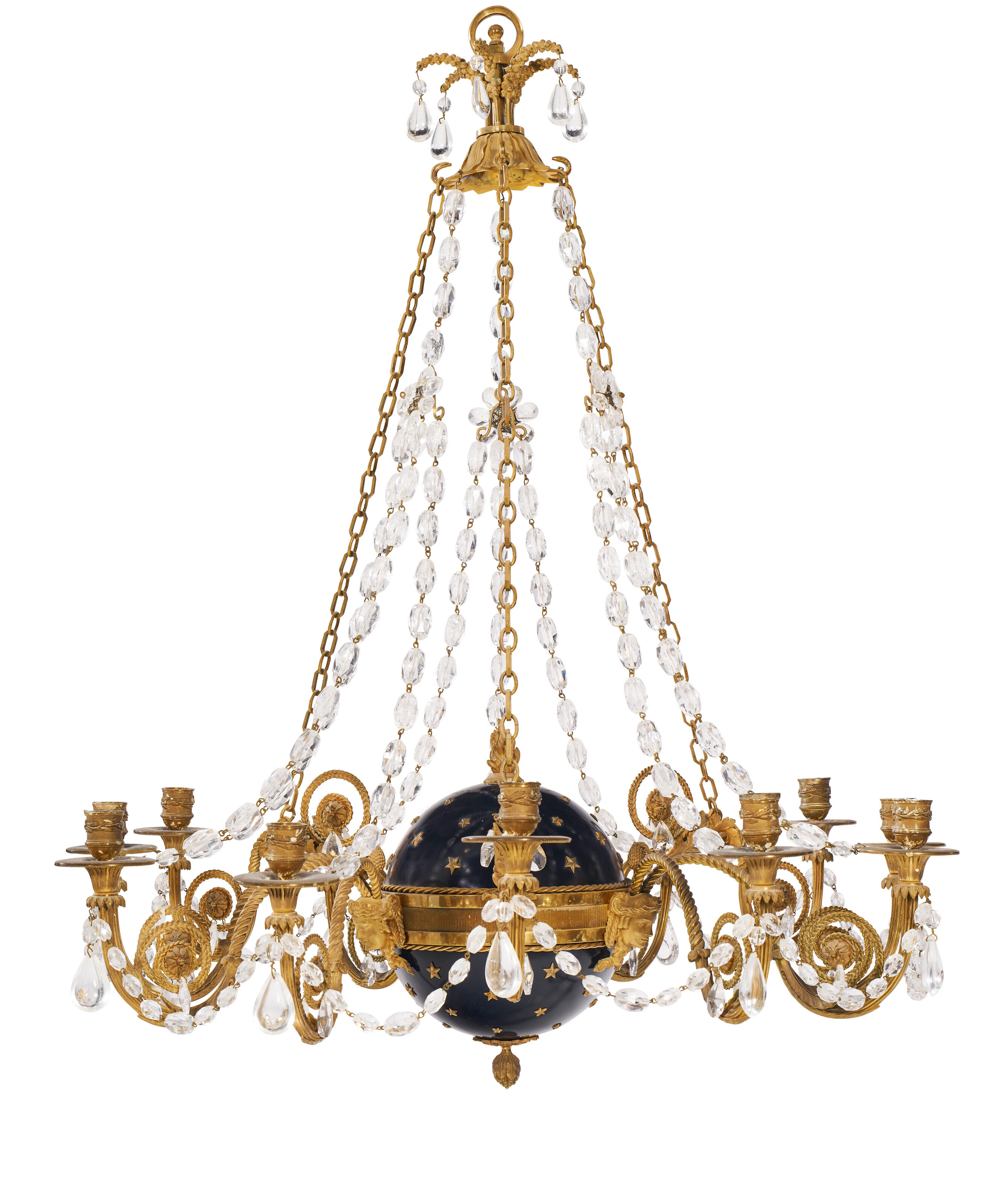 A DIRECTOIRE STYLE CUT-GLASS-MOUNTED ORMOLU AND...