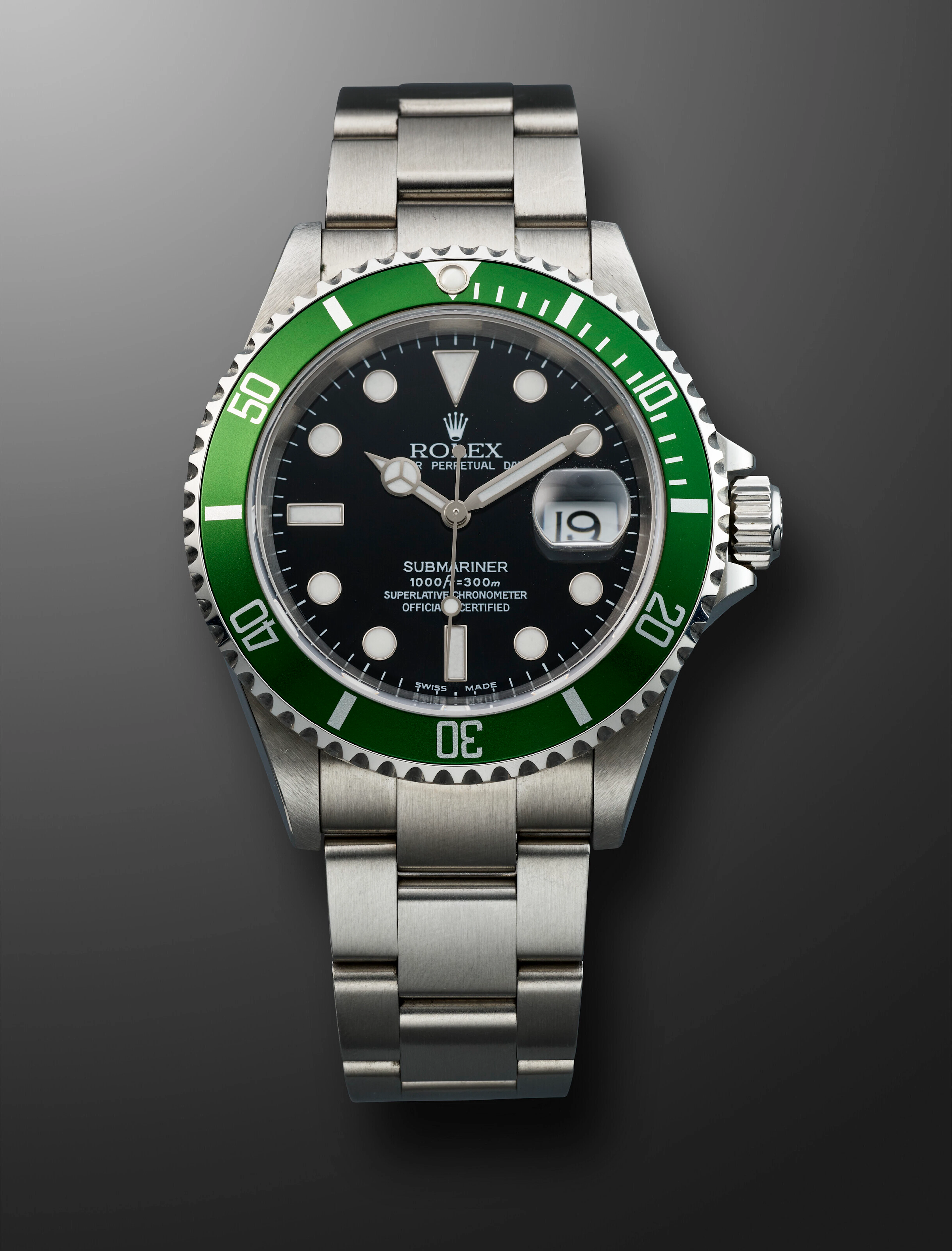 ROLEX, STAINLESS STEEL SUBMARINER 'KERMIT FLAT FOUR', REF. 16610