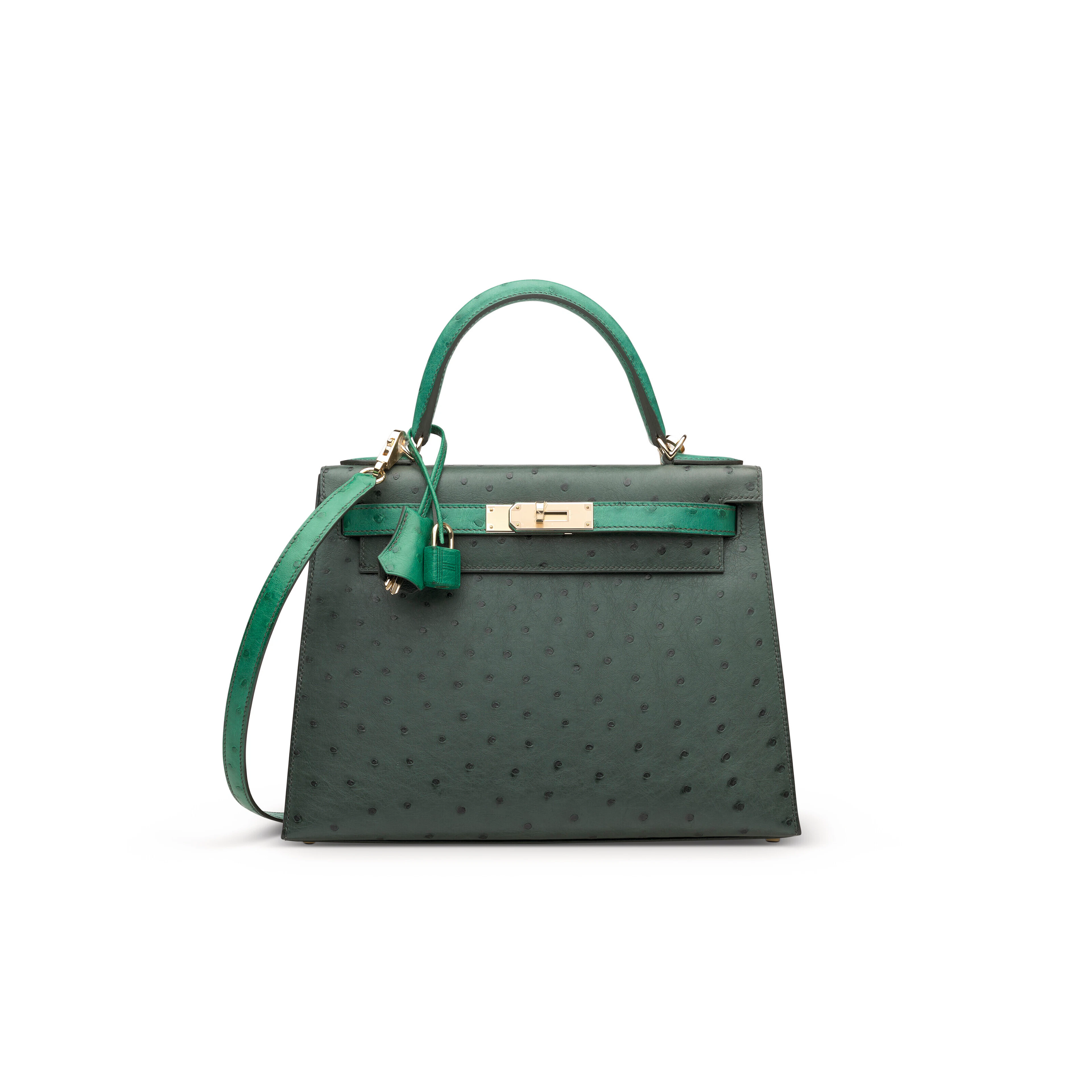 A CUSTOM VERT TITIEN & VERT VÉRONE OSTRICH SELLIER KELLY...