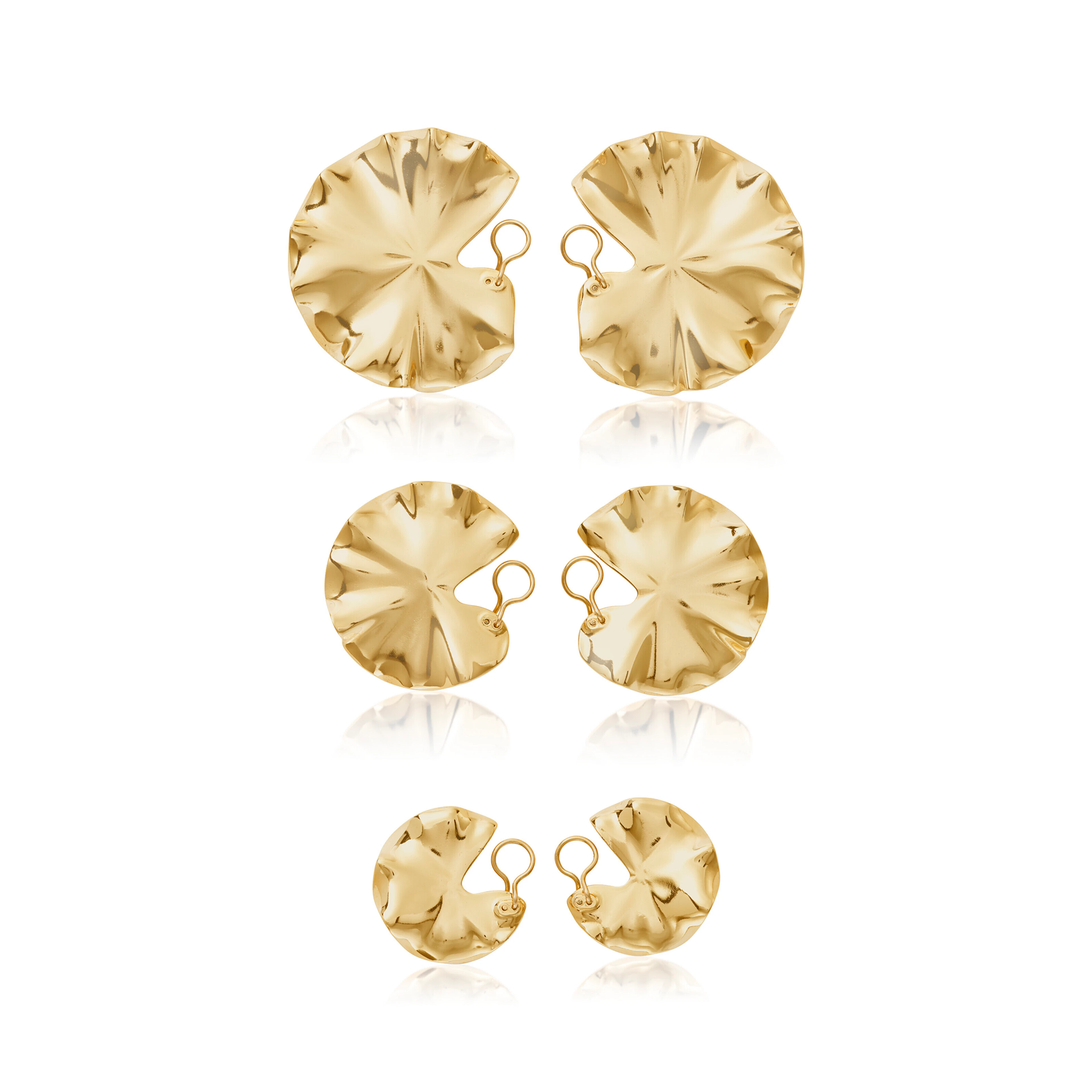 NO RESERVE JAR GILT-TOPPED ALUMINUM 'LILY PAD' EARRINGS