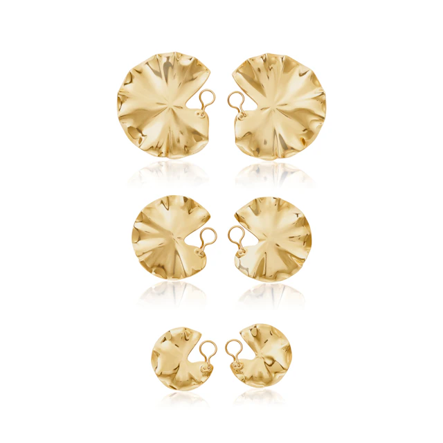 NO RESERVE JAR GILT-TOPPED ALUMINUM 'LILY PAD' EARRINGS