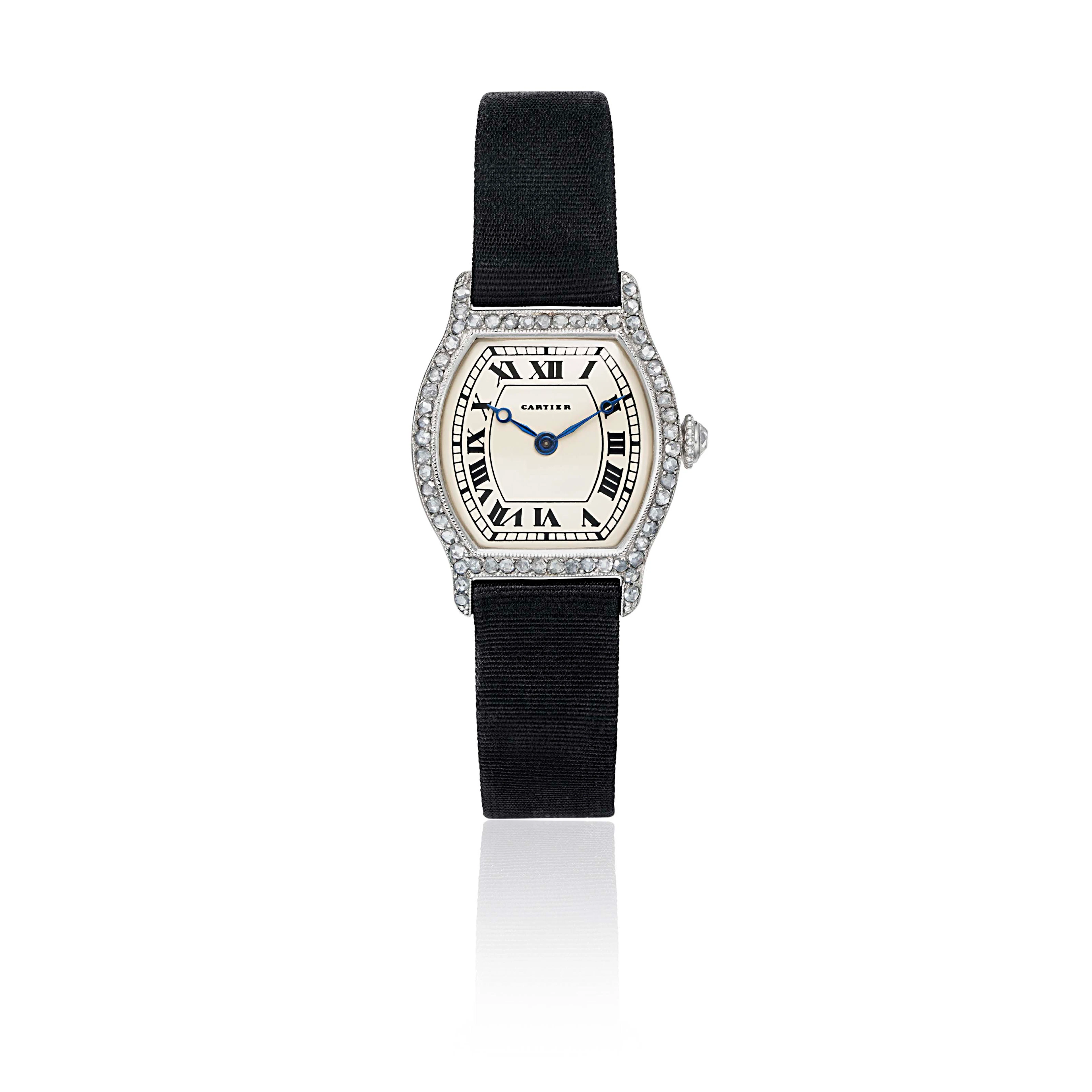 NO RESERVE CARTIER BELLE ÉPOQUE DIAMOND 'TORTUE' WRISTWATCH