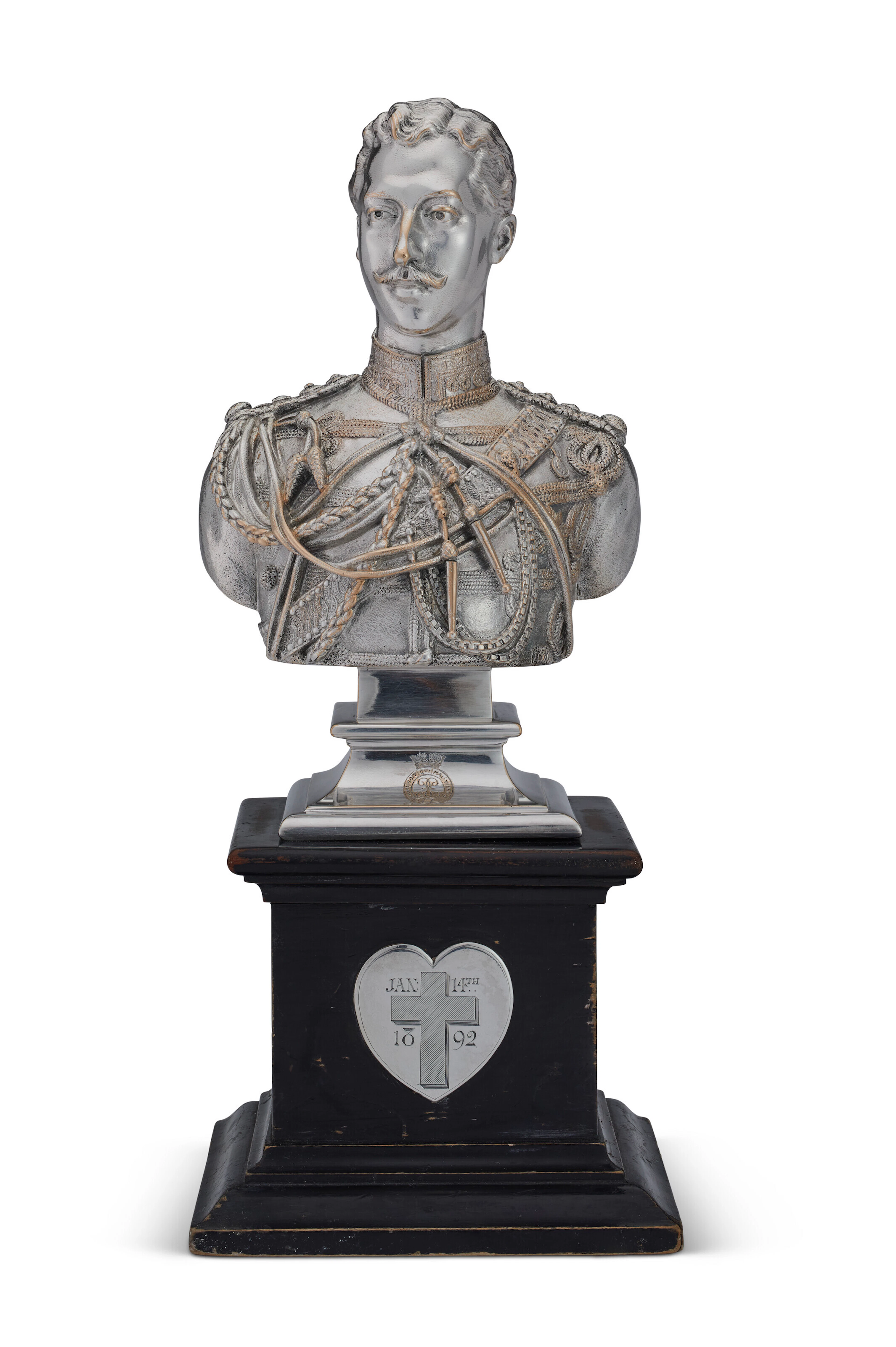 A VICTORIAN SILVER-PLATED MEMORIAL BUST OF H.R.H