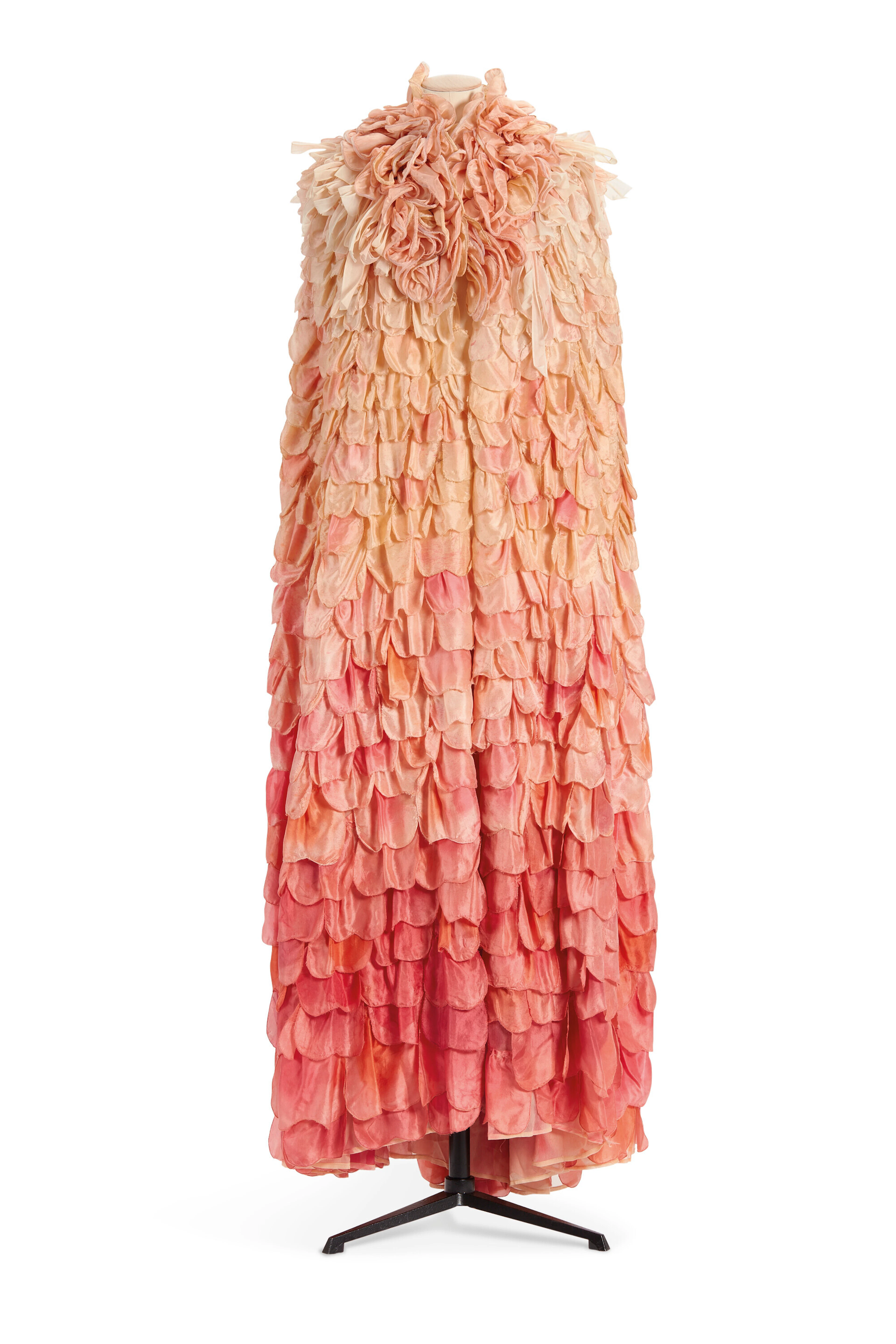 FRANCA SQUARCIAPINO CAPE EN ECAILLES DE SOIE ROSE ET...