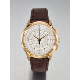 PATEK PHILIPPE. A RARE 18K YELLOW GOLD LIMITED EDITION AUTOMATIC MULTI-SCALE