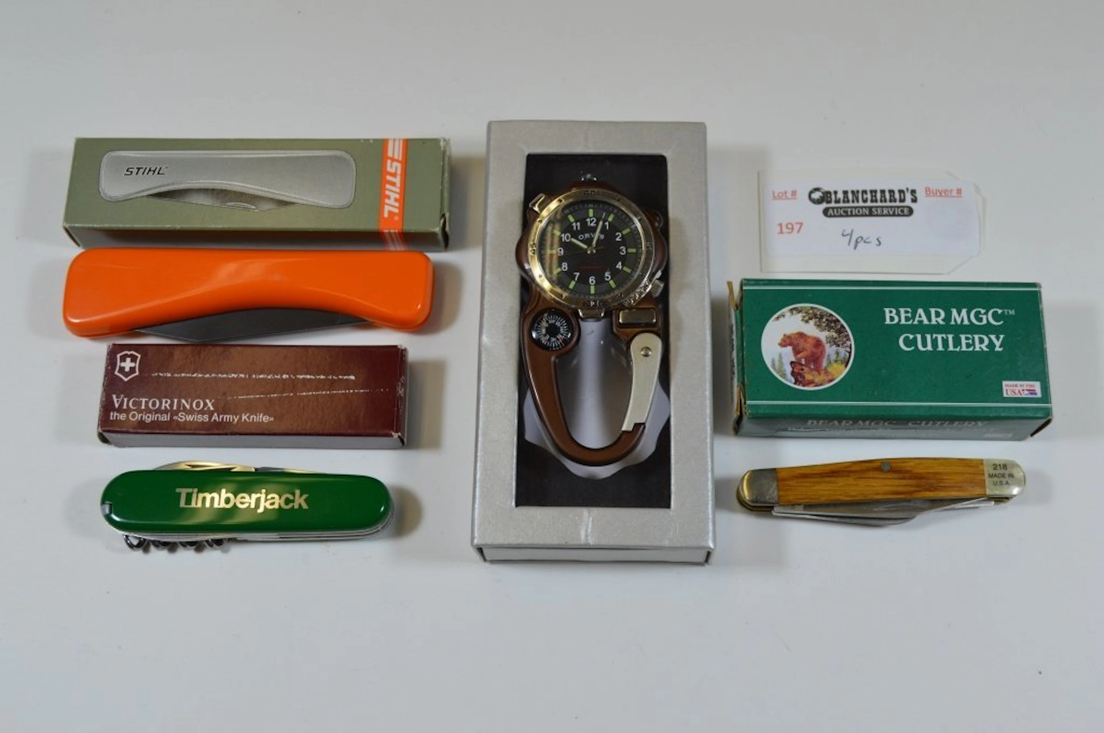 Orvis Watch and 3 Pocket Knives
