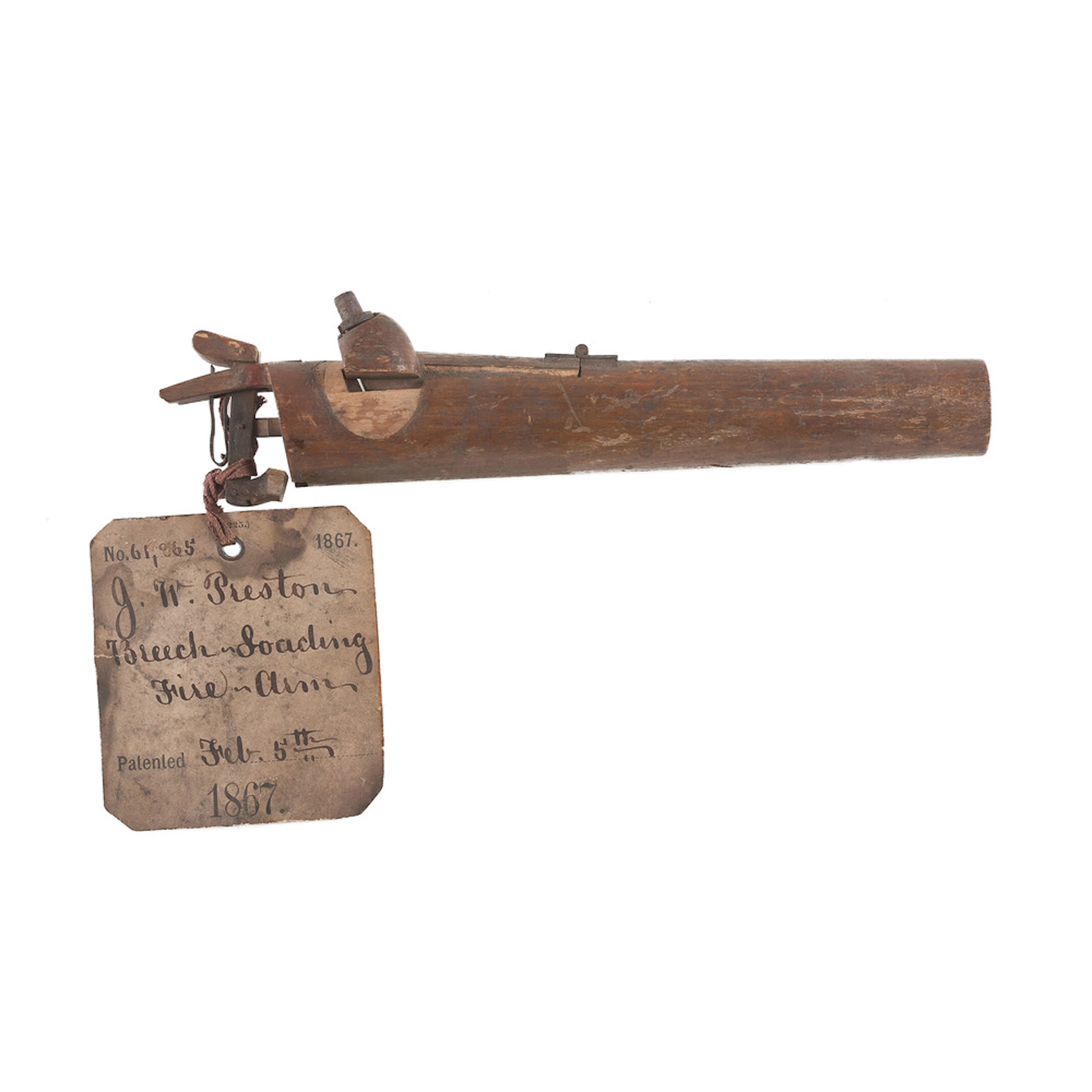 J.W. Preston Breech Loading Firearm Patent: Model No. 61, 865