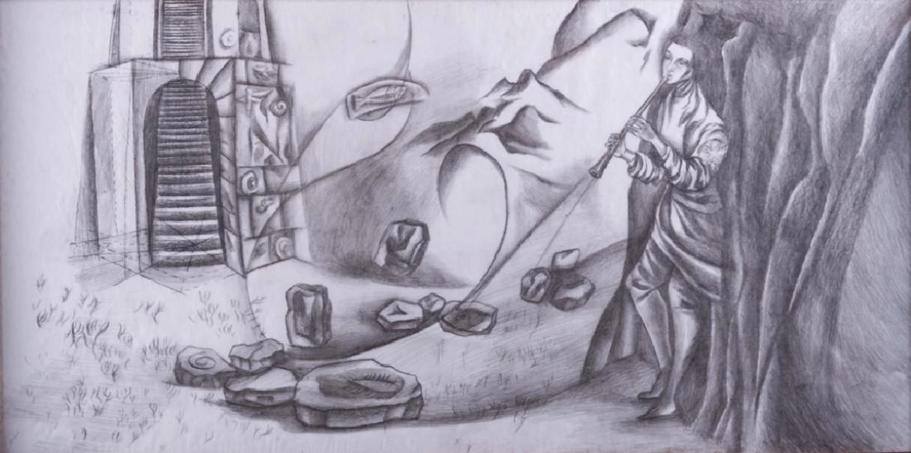Remedios Varo "Estudio" Graphite & Pencil Drawing