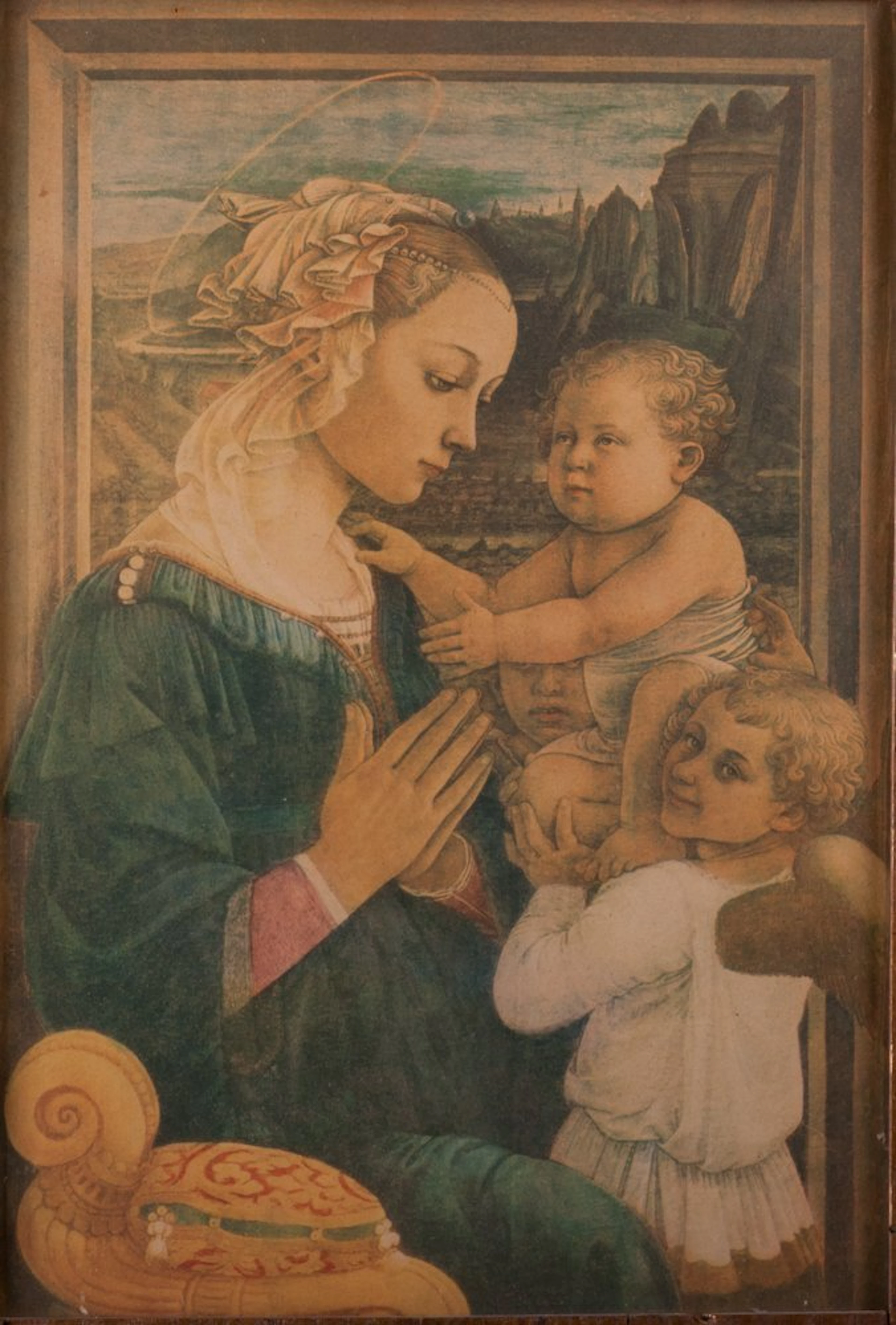 Triptych Frame with Madonna & Christ Child Print