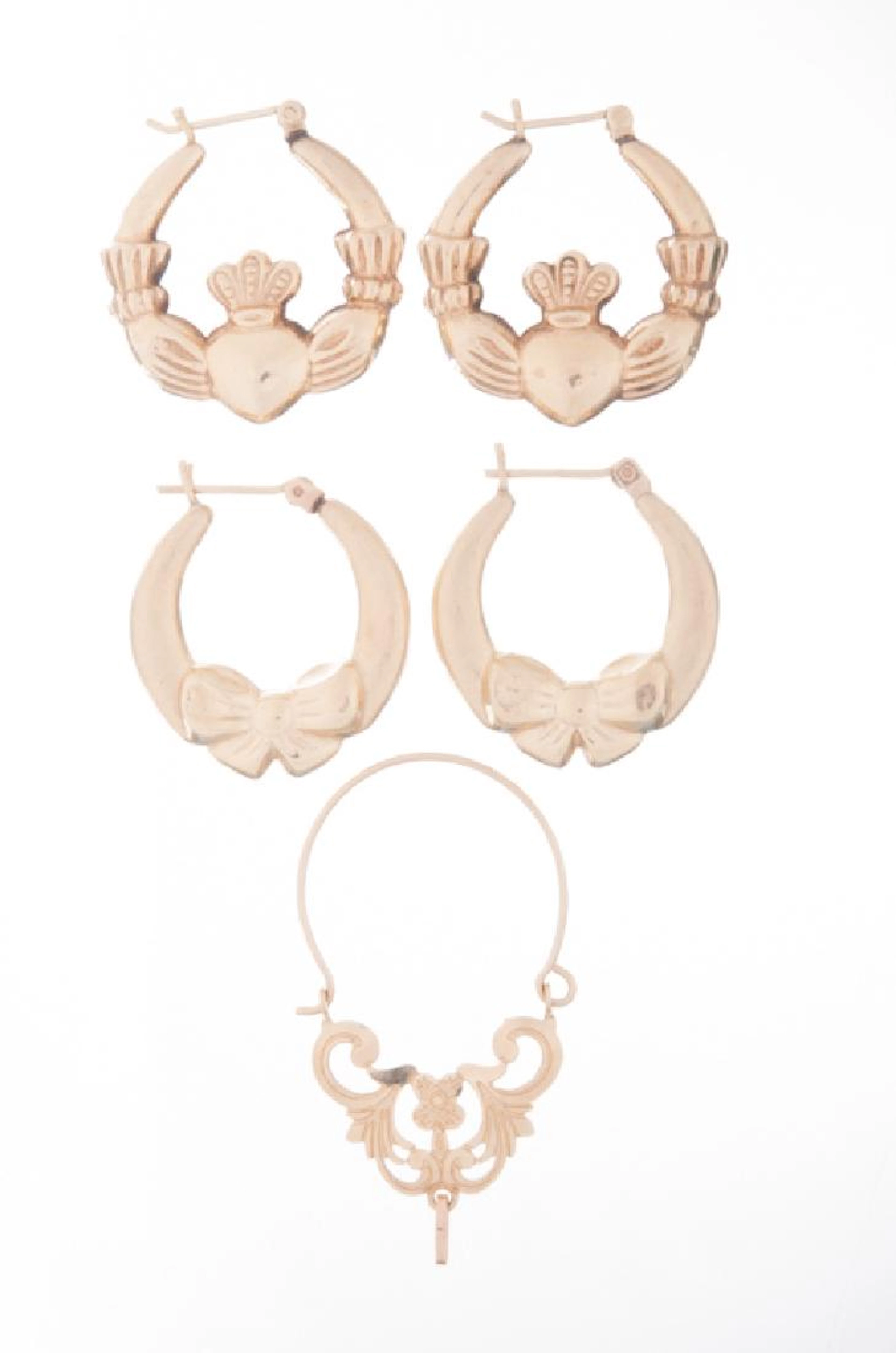 14K YG Earrings Pairs Duo & Charm Holder Pendant