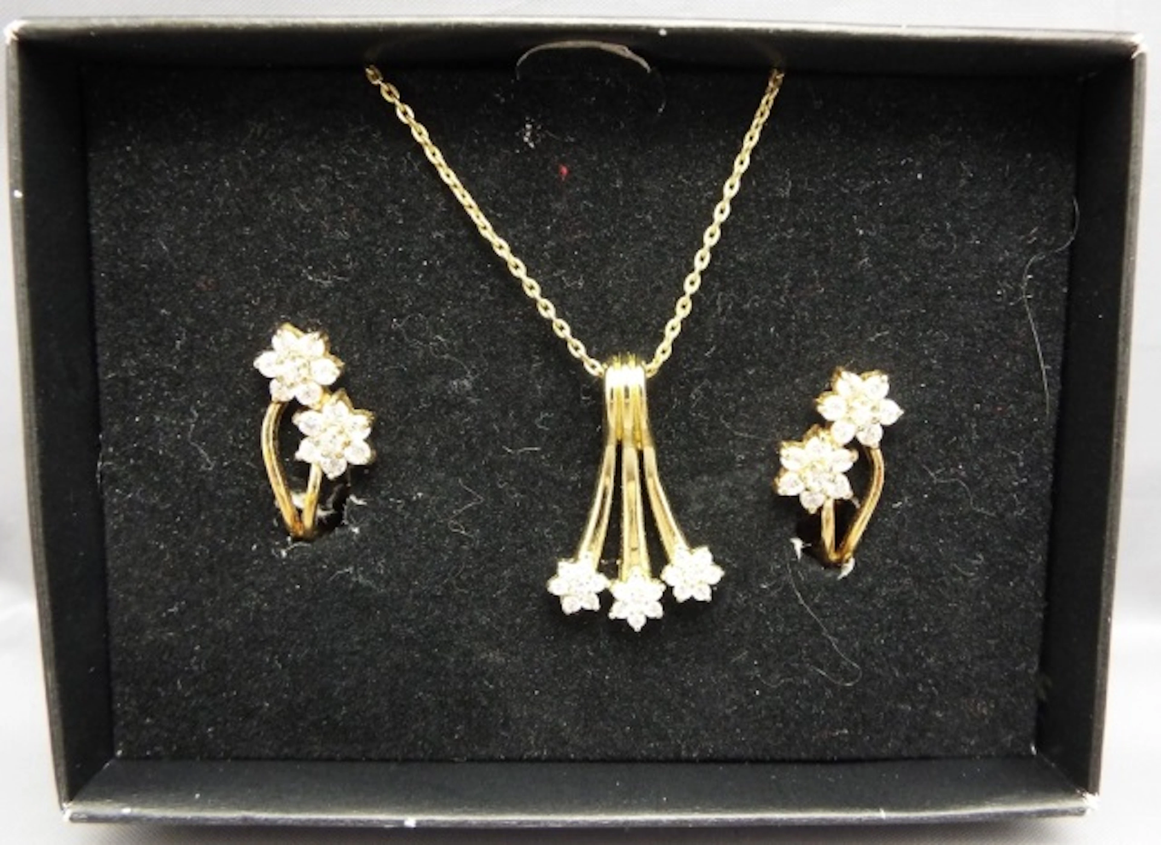 Three piece diamonique sterling silver earrings