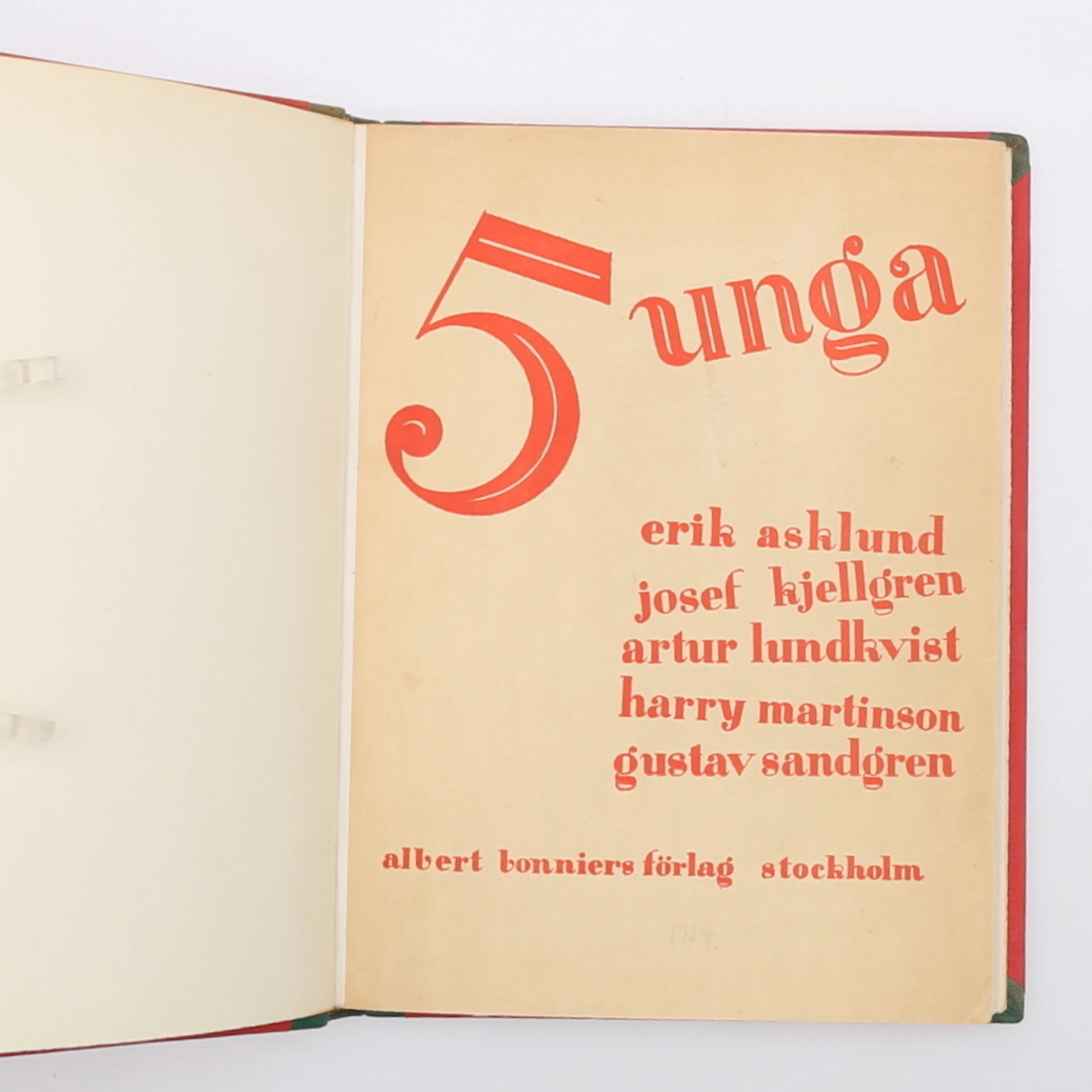 FINT EXEMPLAR AV PROGRAMSKRIFTEN FEM UNGA FRÅN 1929.