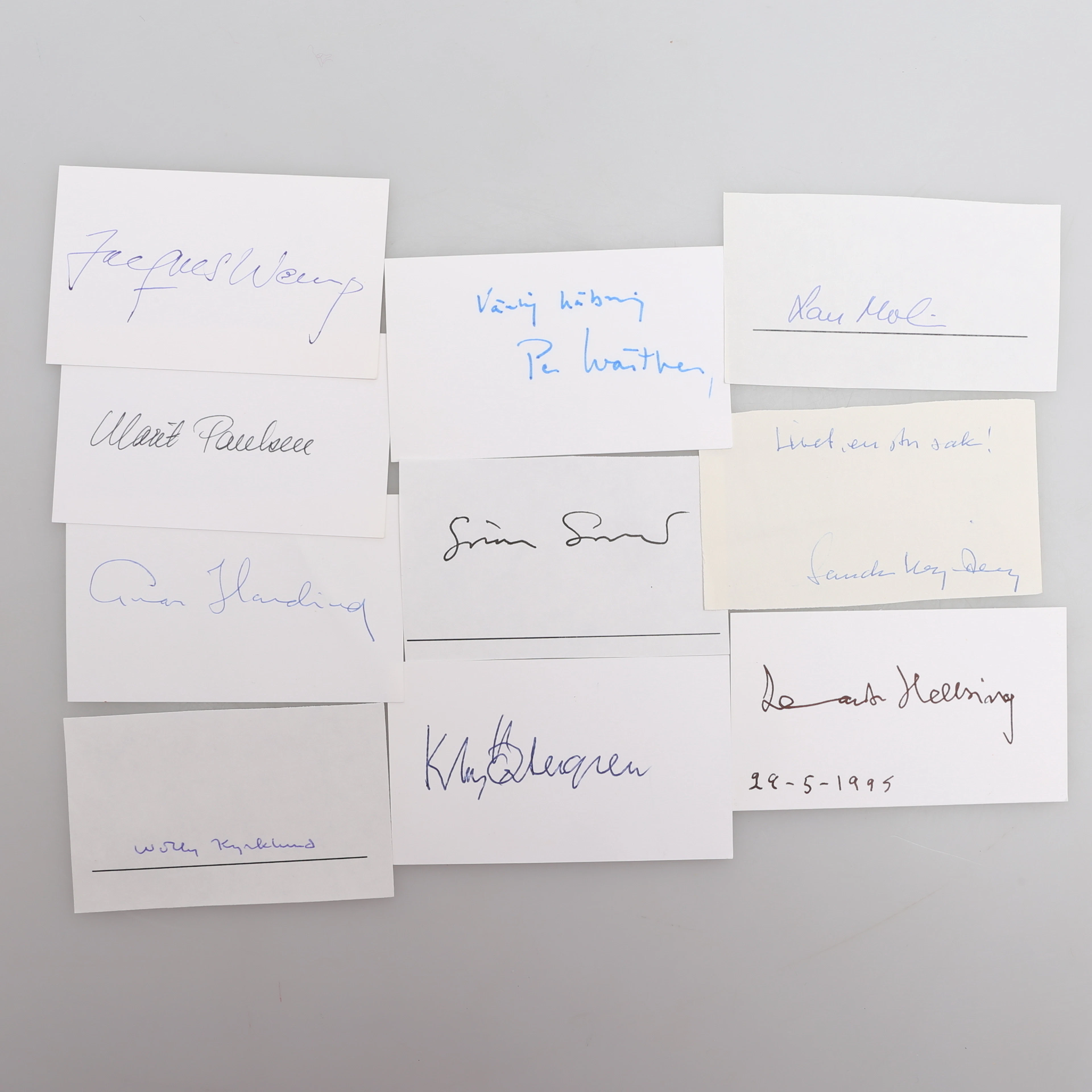AUTOGRAF. 10 SVENSKA FÖRFATTARE - INKLUSIVE KLAS ÖSTERGREN OCH PÄR WESTBERG.