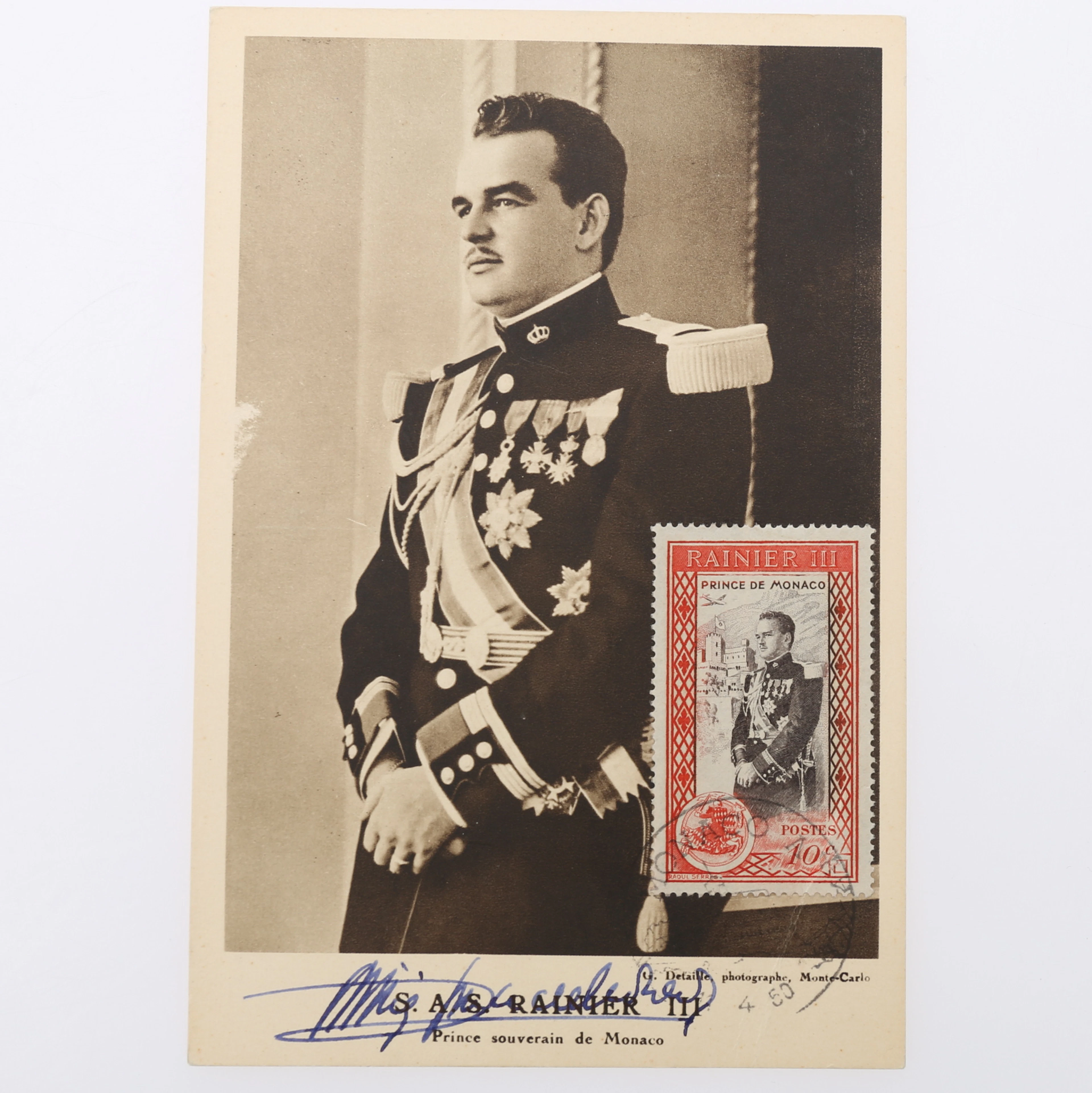 AUTOGRAF. Prins Rainier III (1923 -2005). Furste av Monaco.
