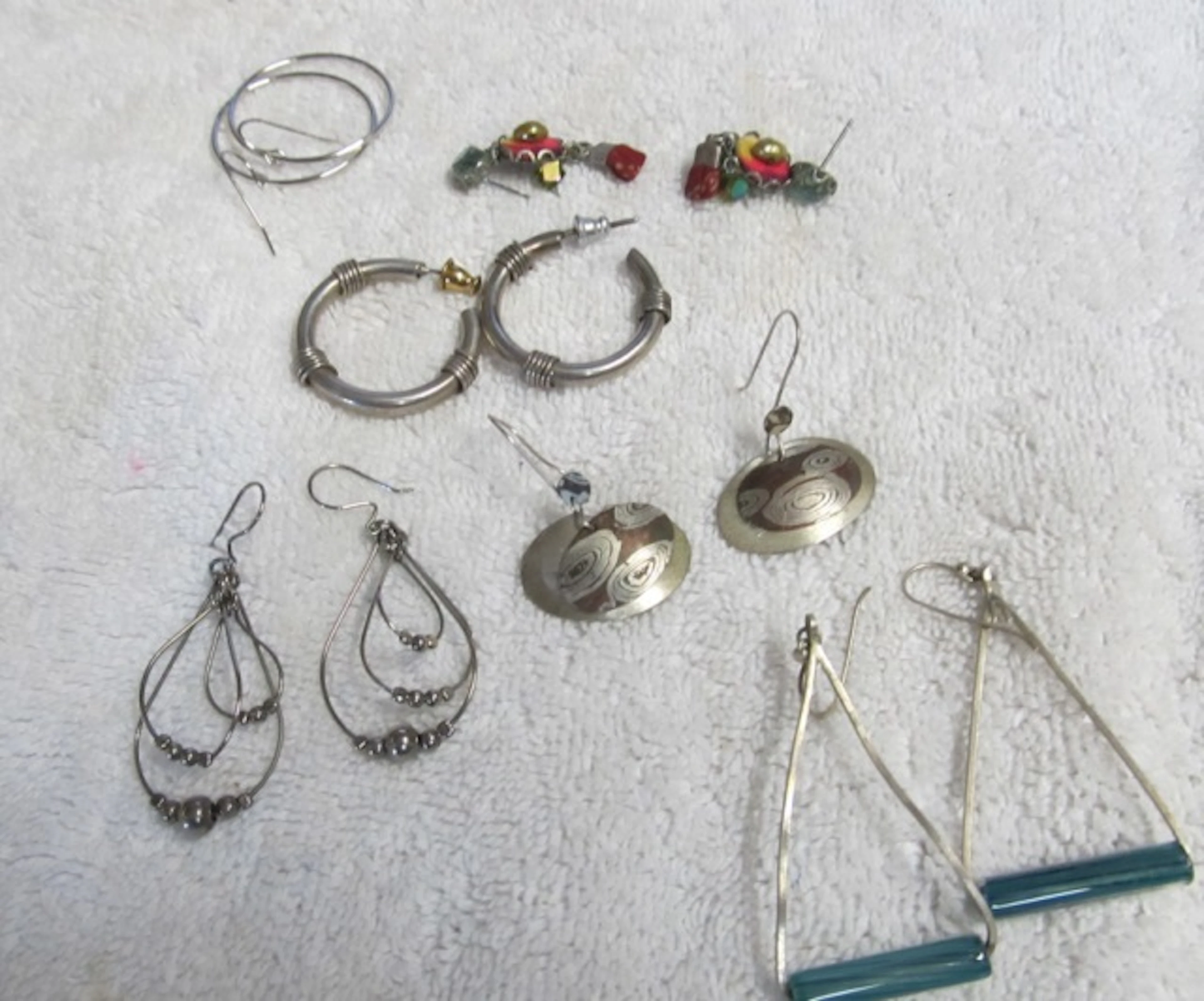 6pr. Silver Tone Earrings