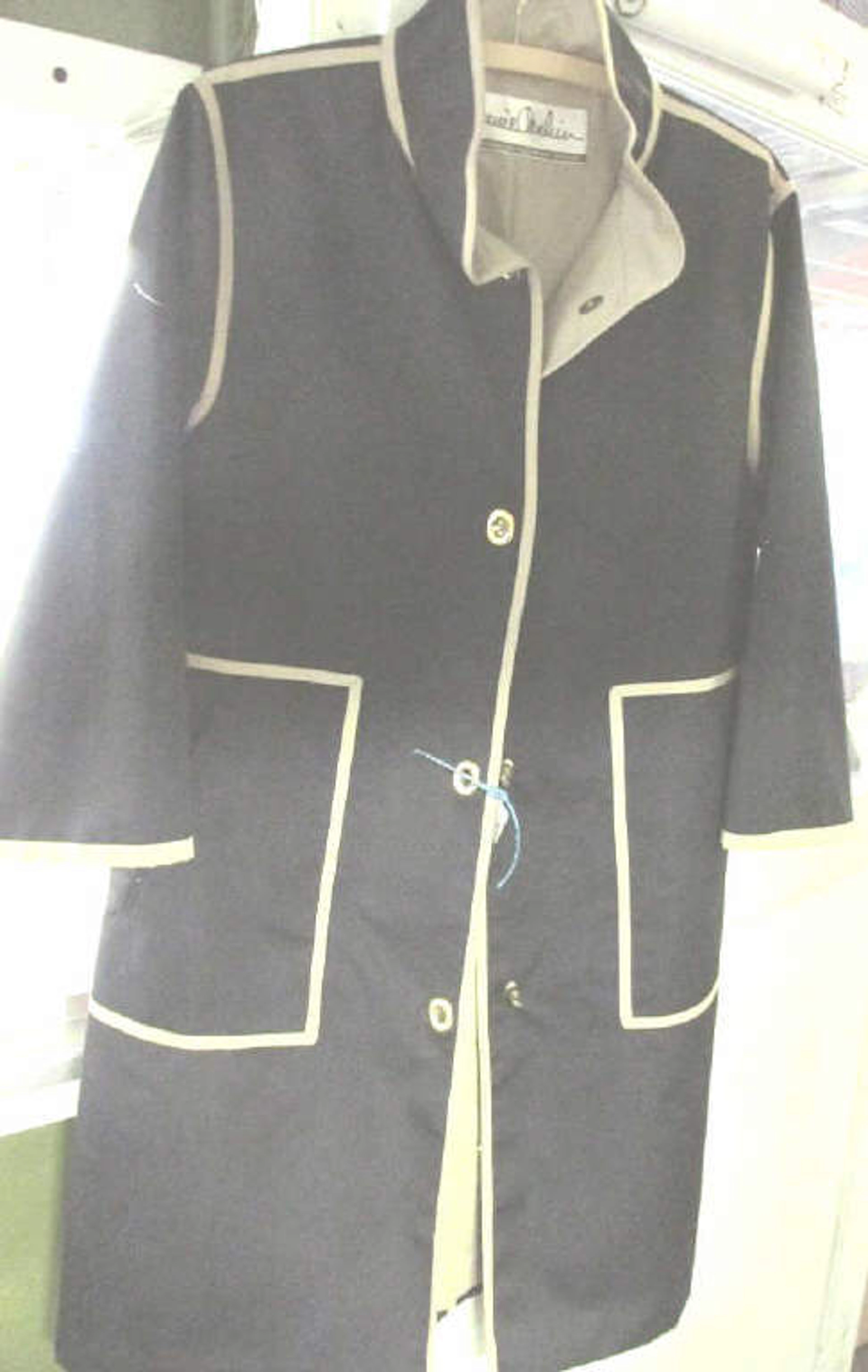 Bonnie Cashin Black & Tan Mid Length Rain Coat