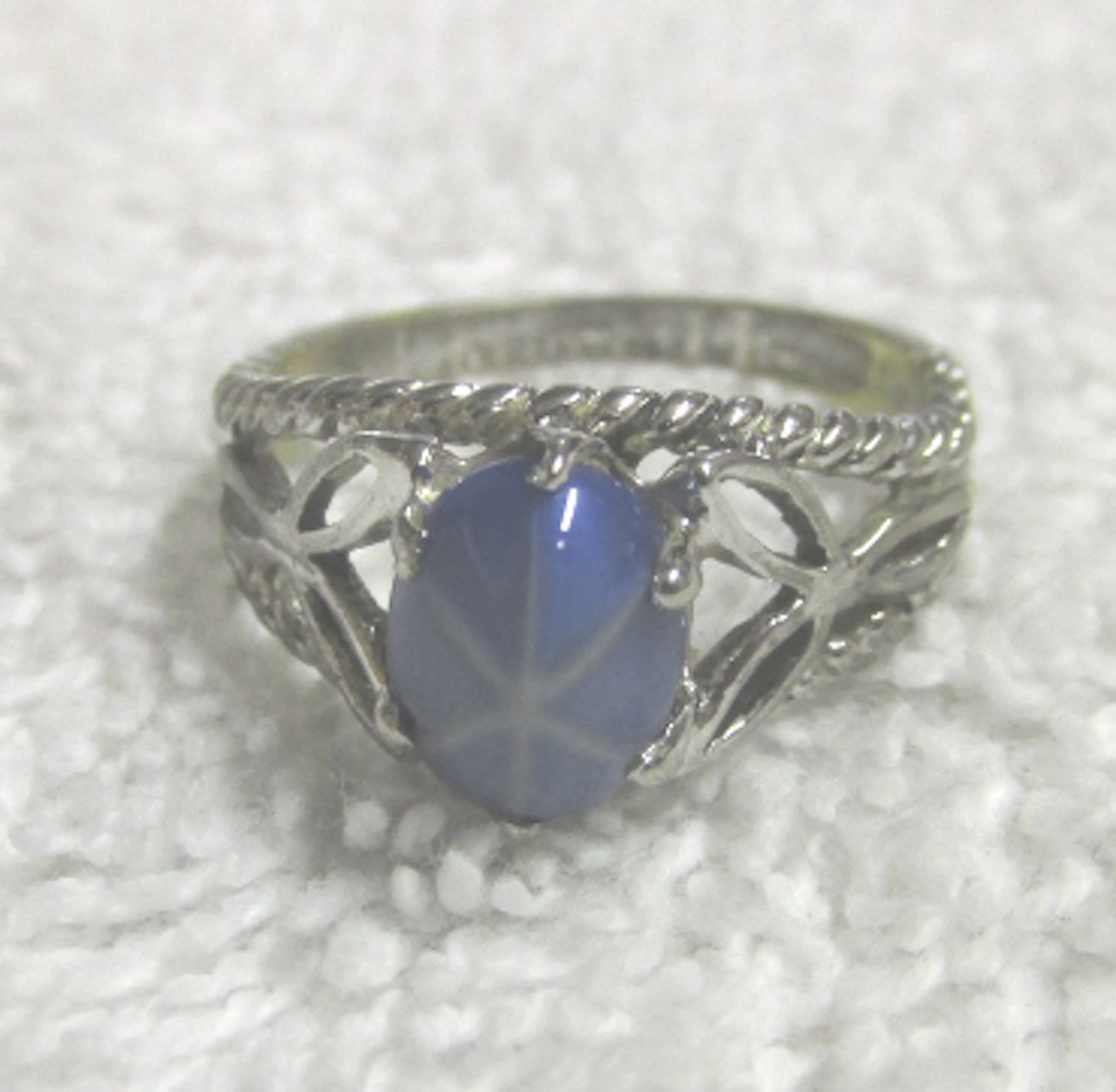 Silver Tone Star Sapphire Ring Sz. 5.5