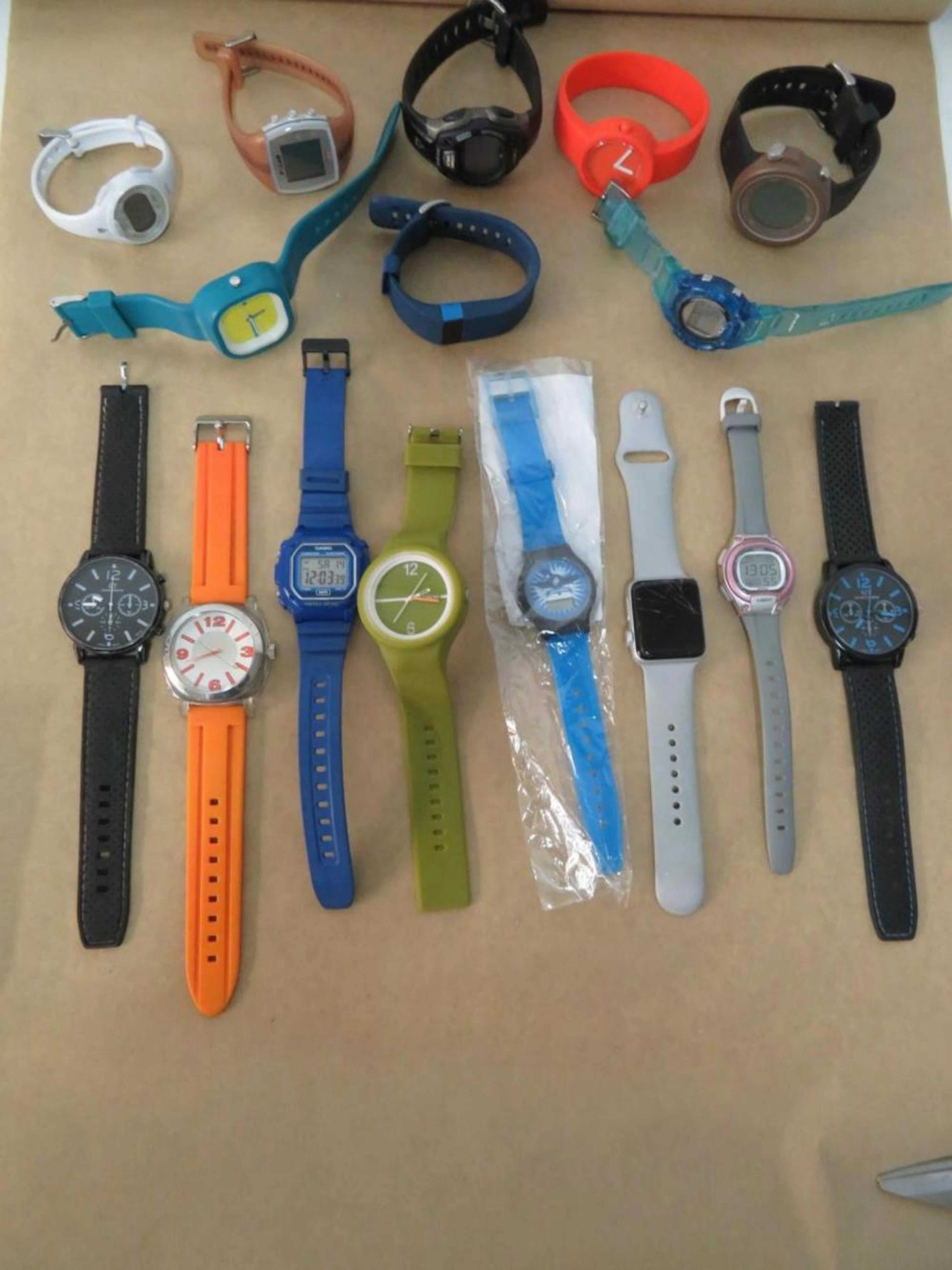 Tray of Watches with Rubber Wrist Bands