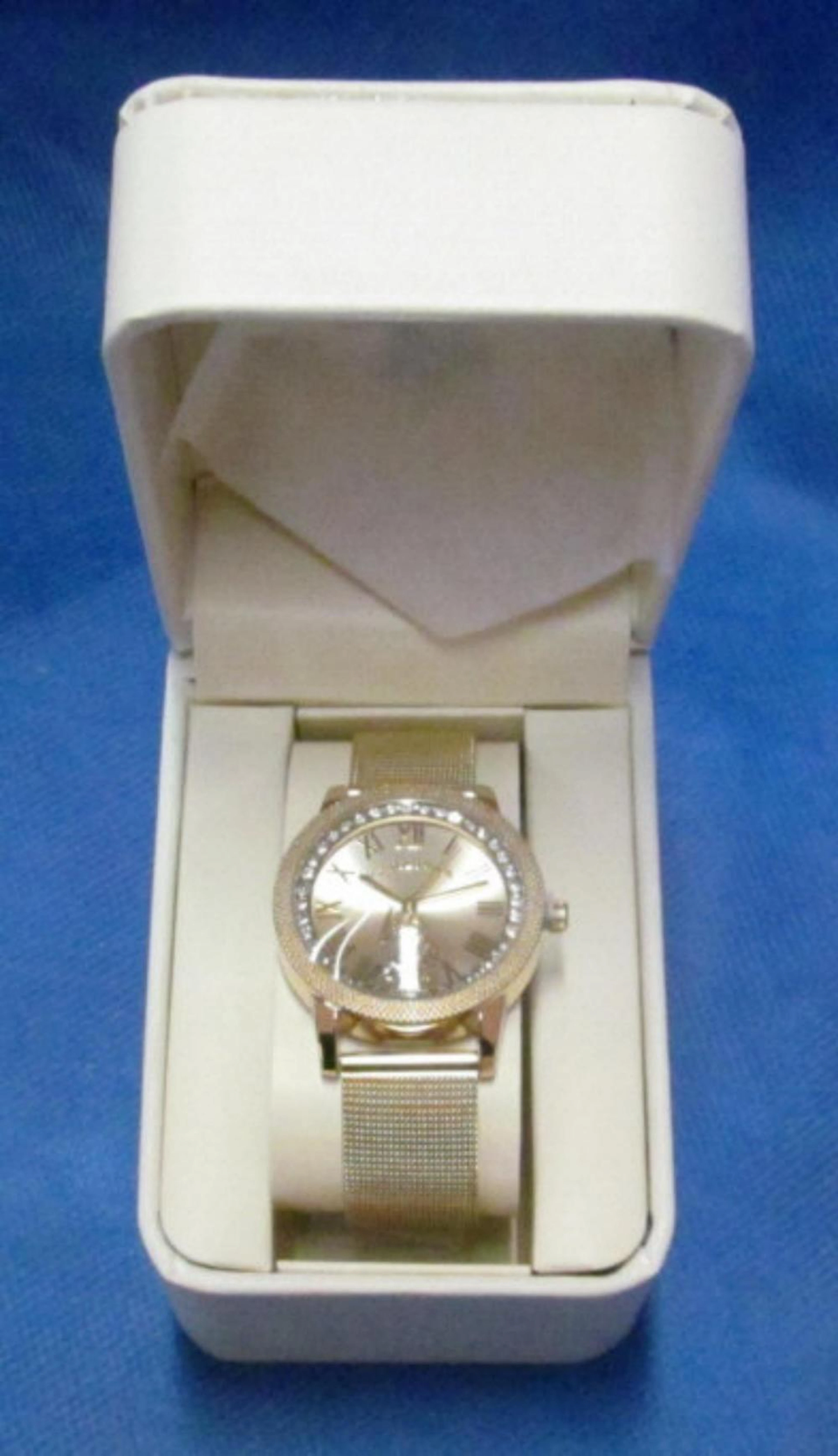 US Polo Assn. Gold Tone Watch w/ Crystal Bezel