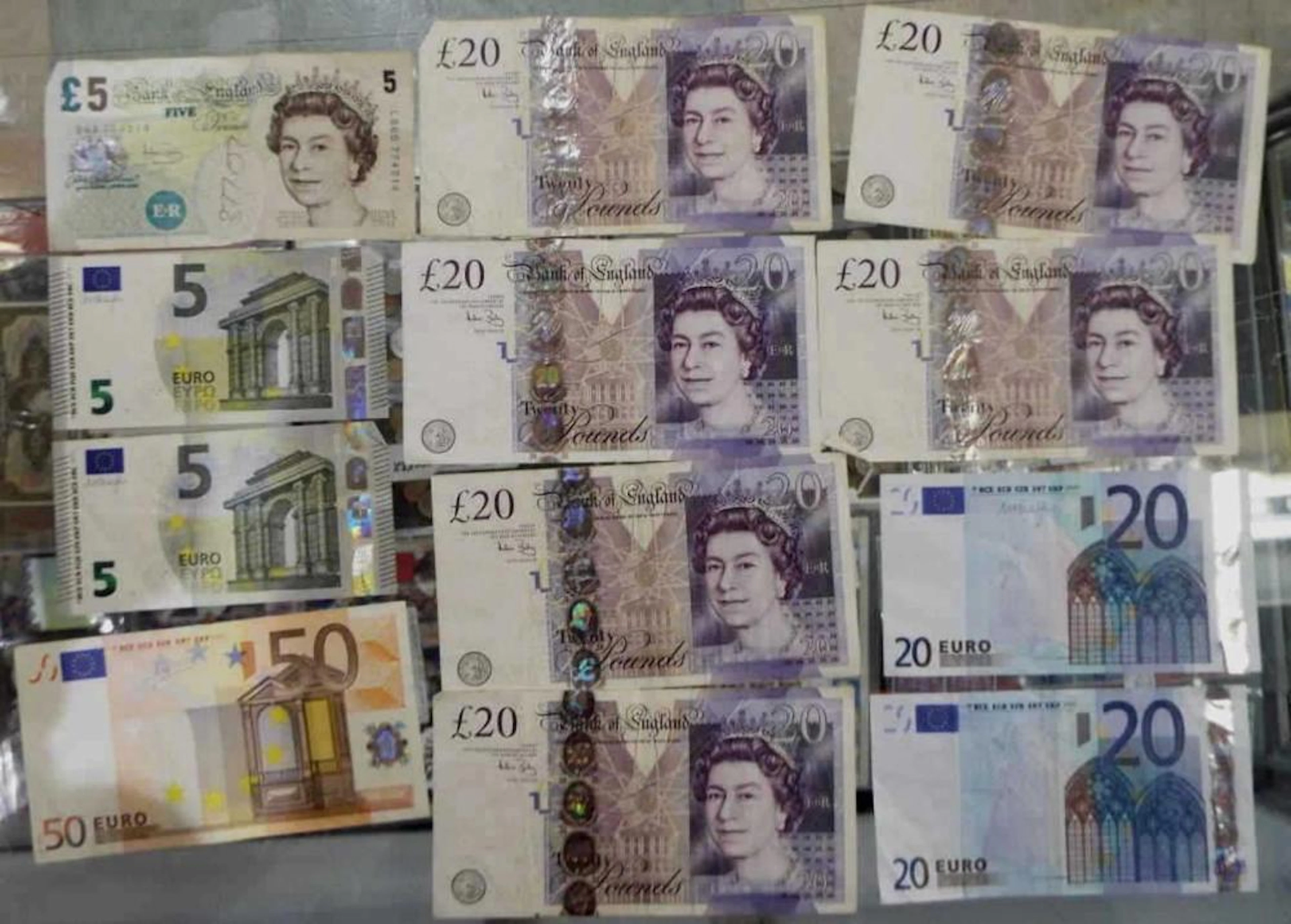 Tray of Foreign Banknotes