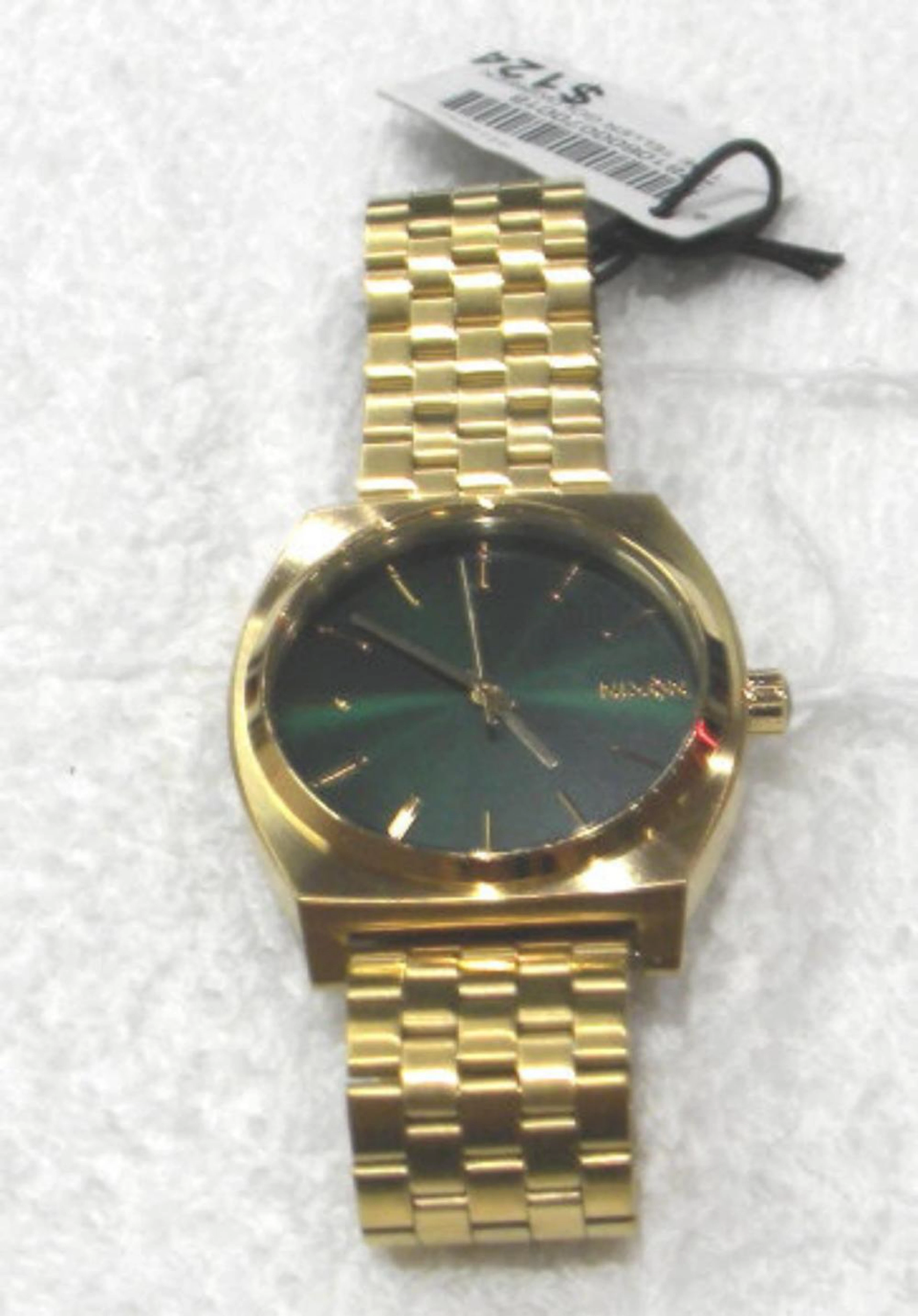 Gold Tone Nixon Men's Watch New Green Face