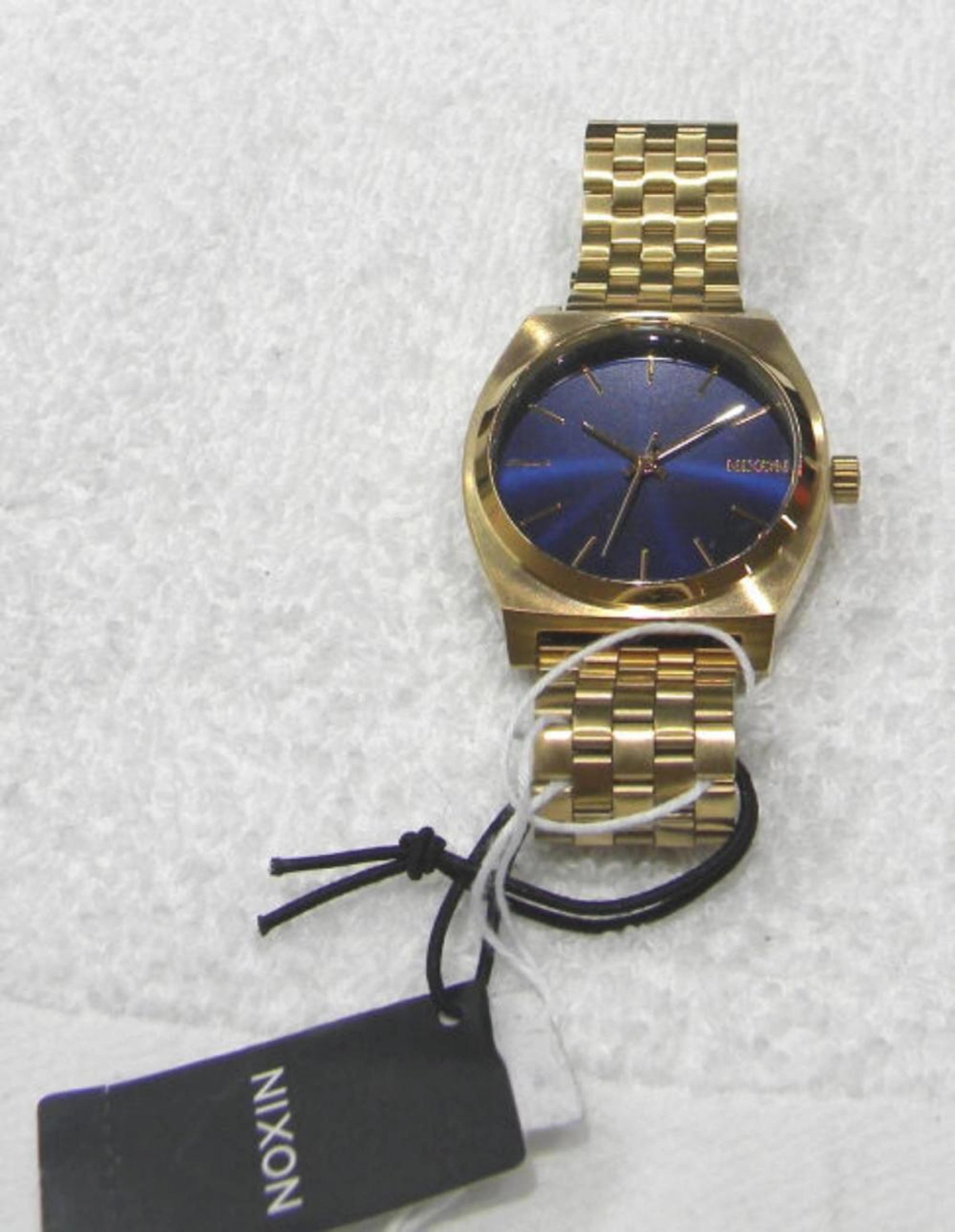 Gold Tone Nixon Men's Watch New Blue Face