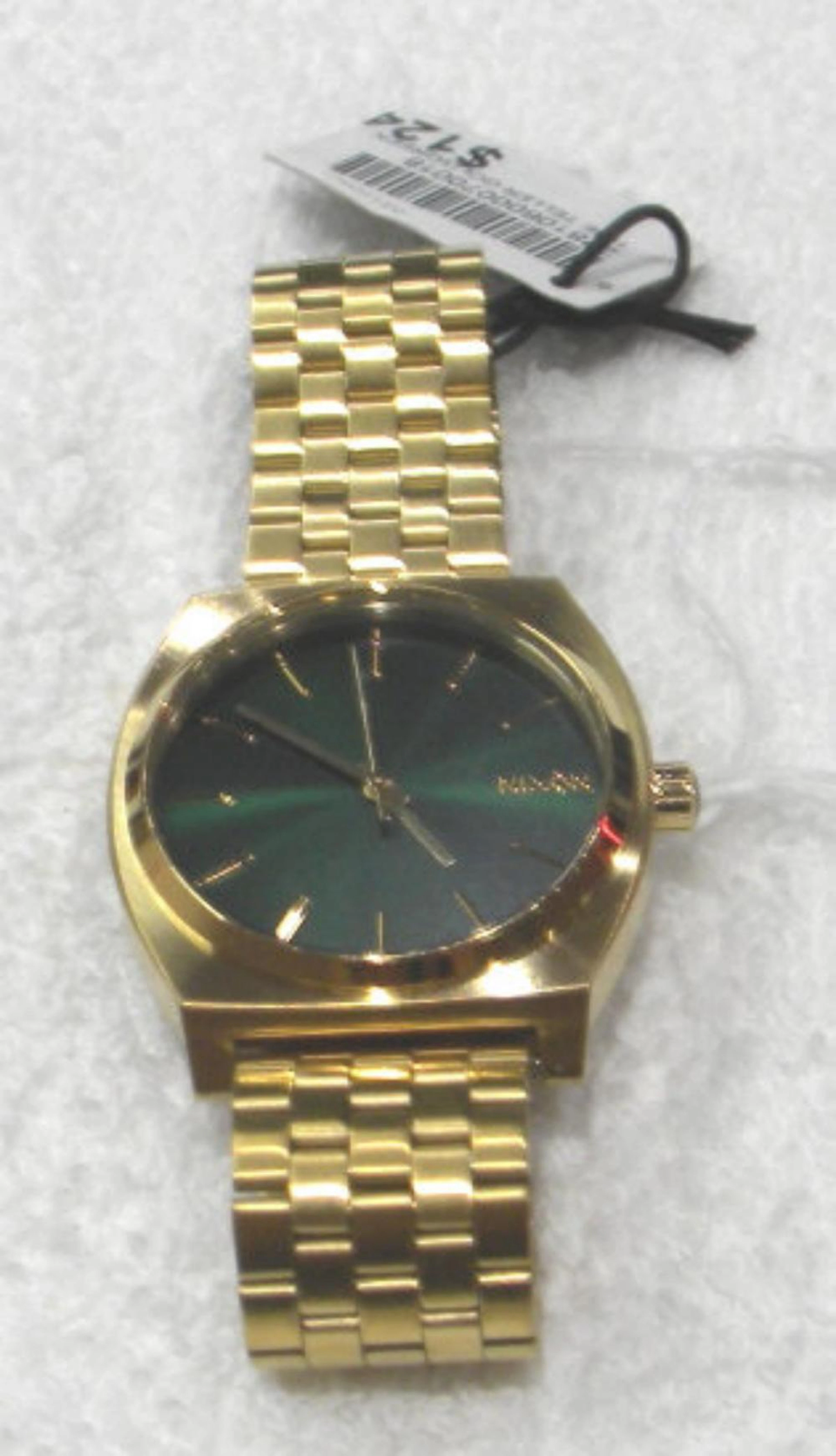 Gold Tone Nixon Men's Watch New Green Face