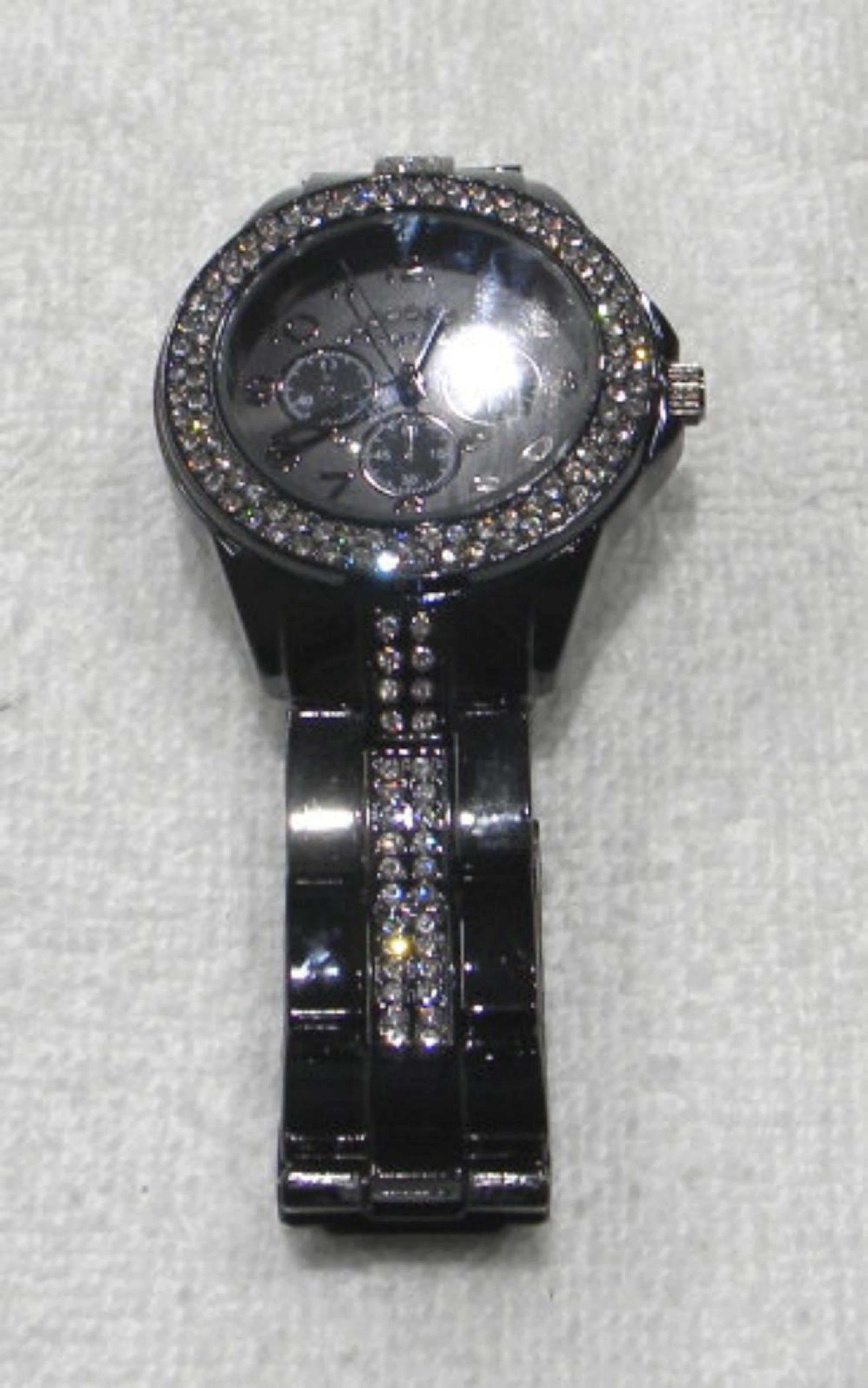 Black Ladies BeBe Watch With CZ's