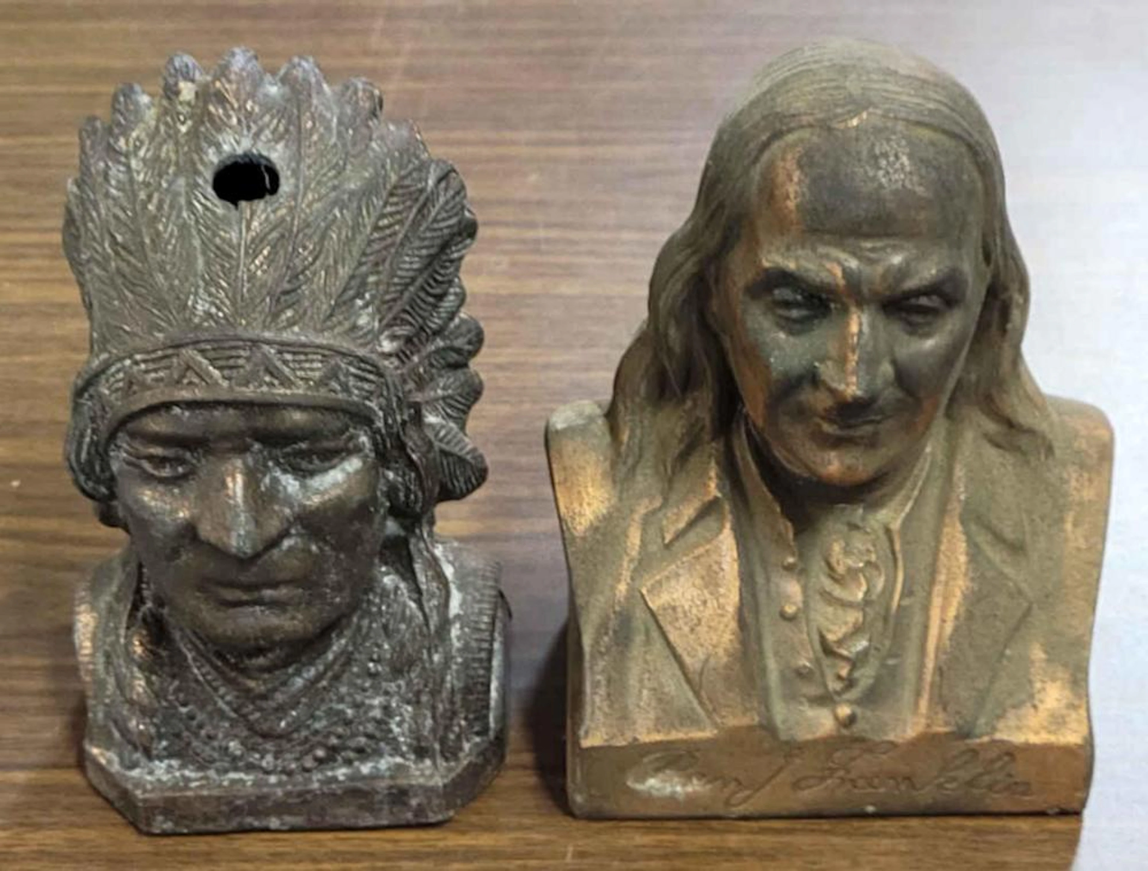 2- Vintage Coin Banks. Ben Franklin & Indian Chief