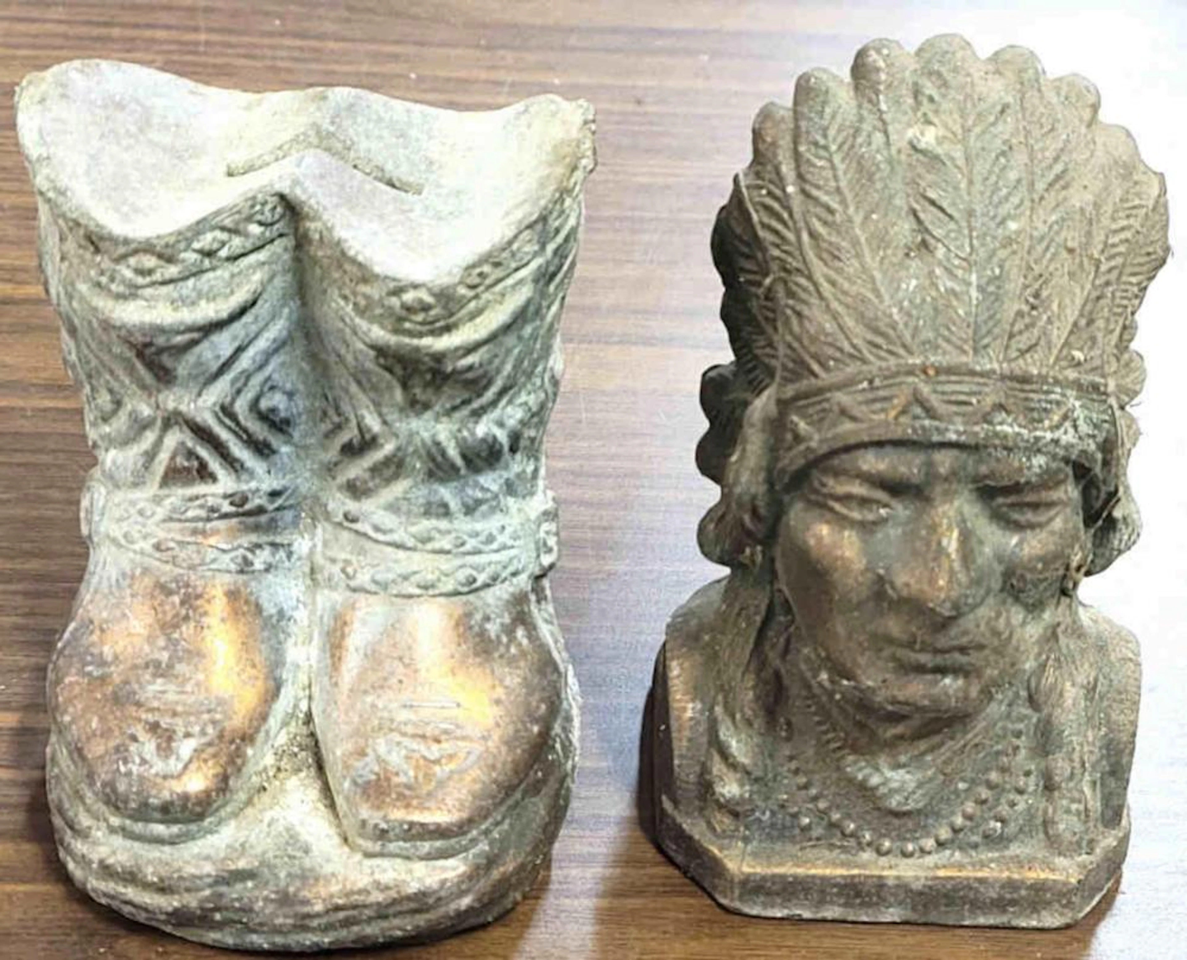 2- Vintage Coin Banks. Indian Chief & Cowboy Boots