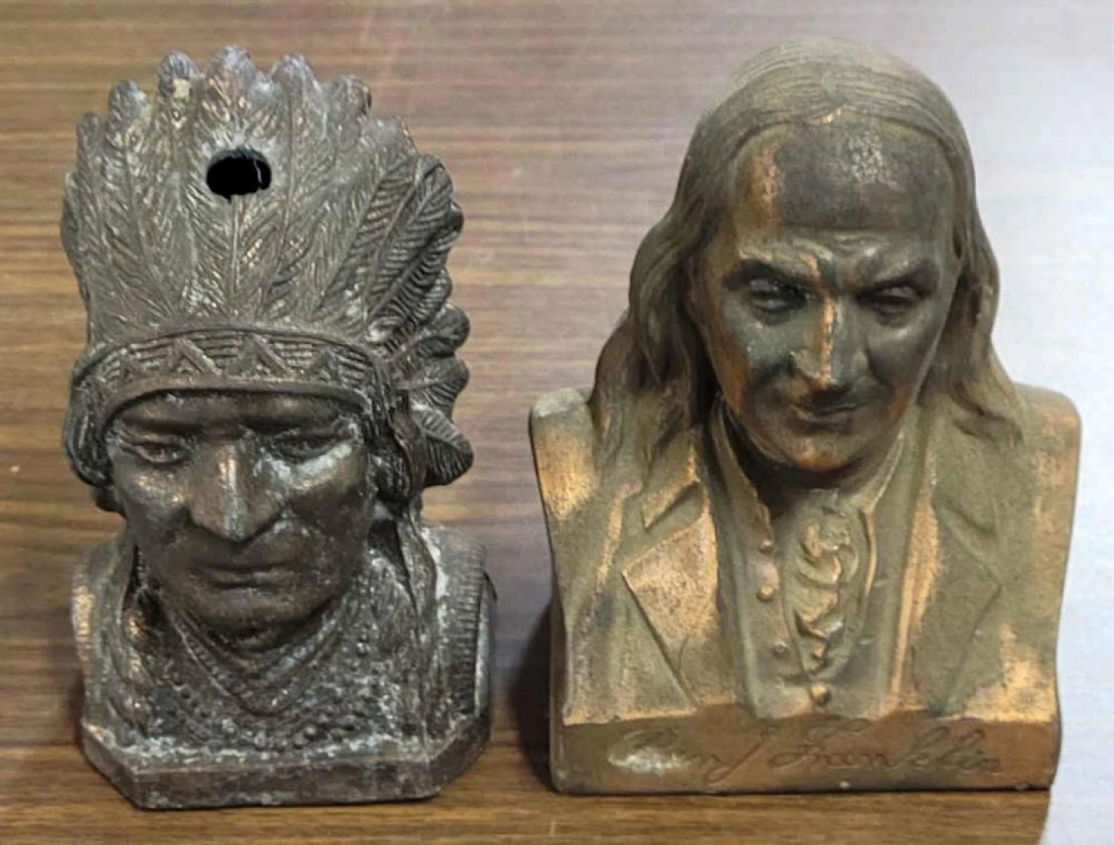 2- Vintage Coin Banks. Ben Franklin & Indian Chief