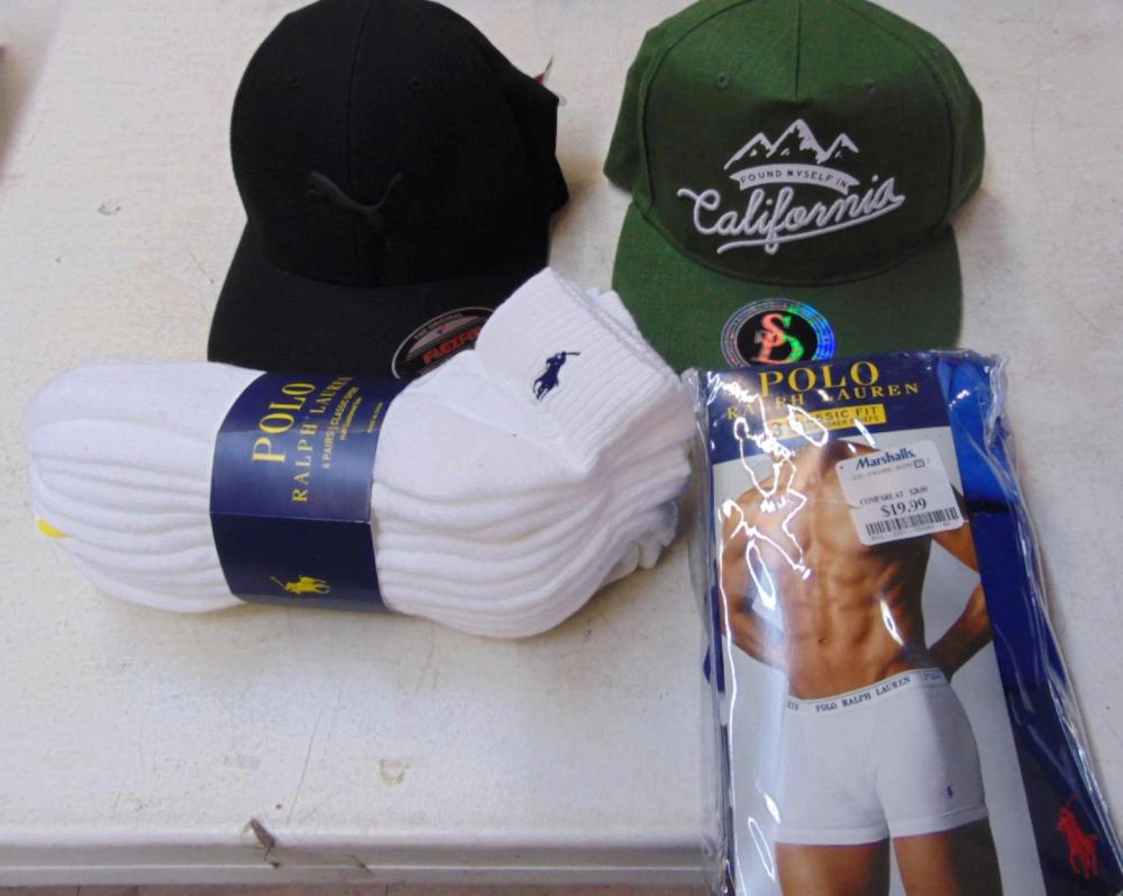 2 Hats ,6pr. Polo Socks & 3pr. Polo Briefs Sz.Lg