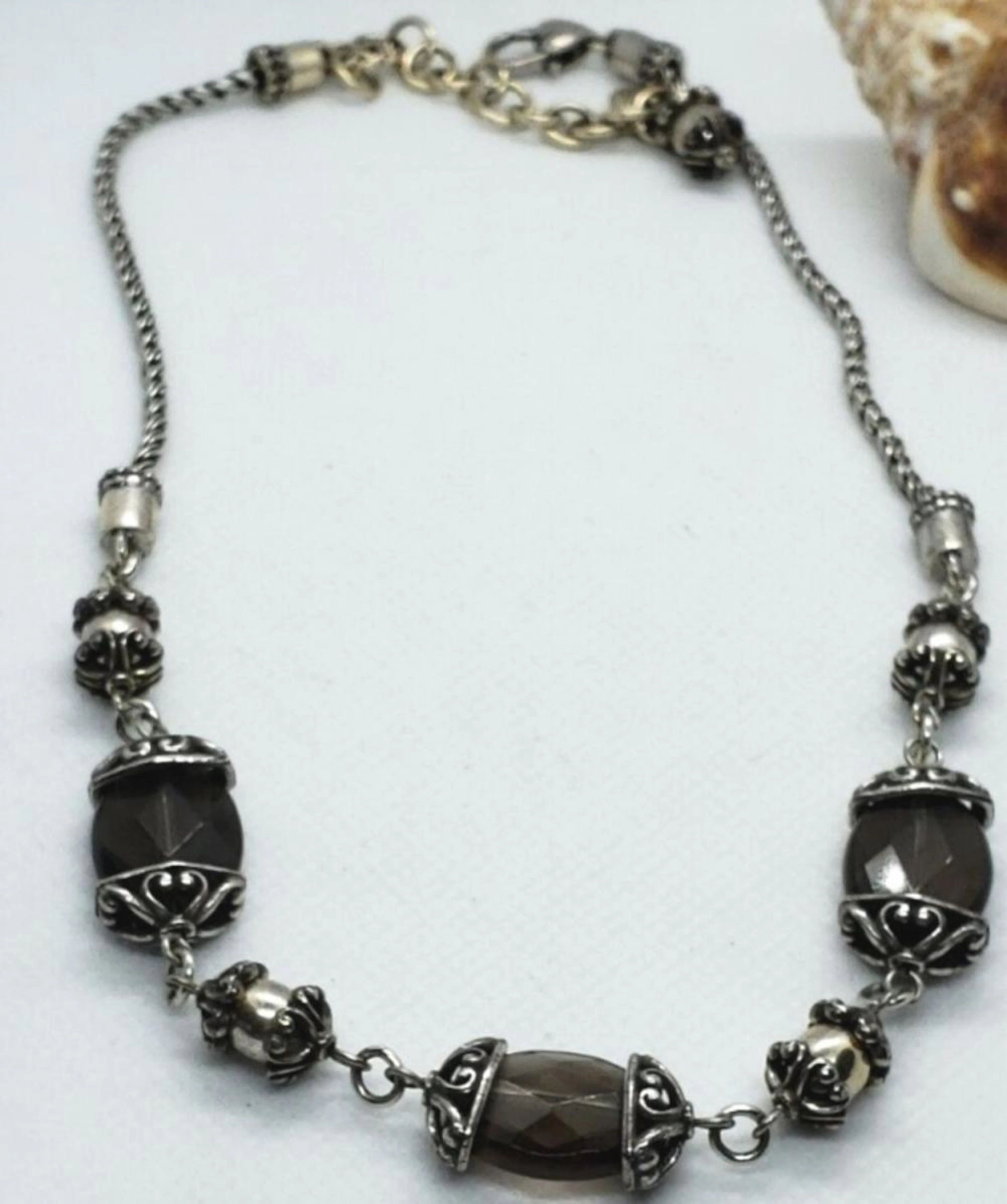 Silver Brighton Night Mist Smoky Quartz Necklace
