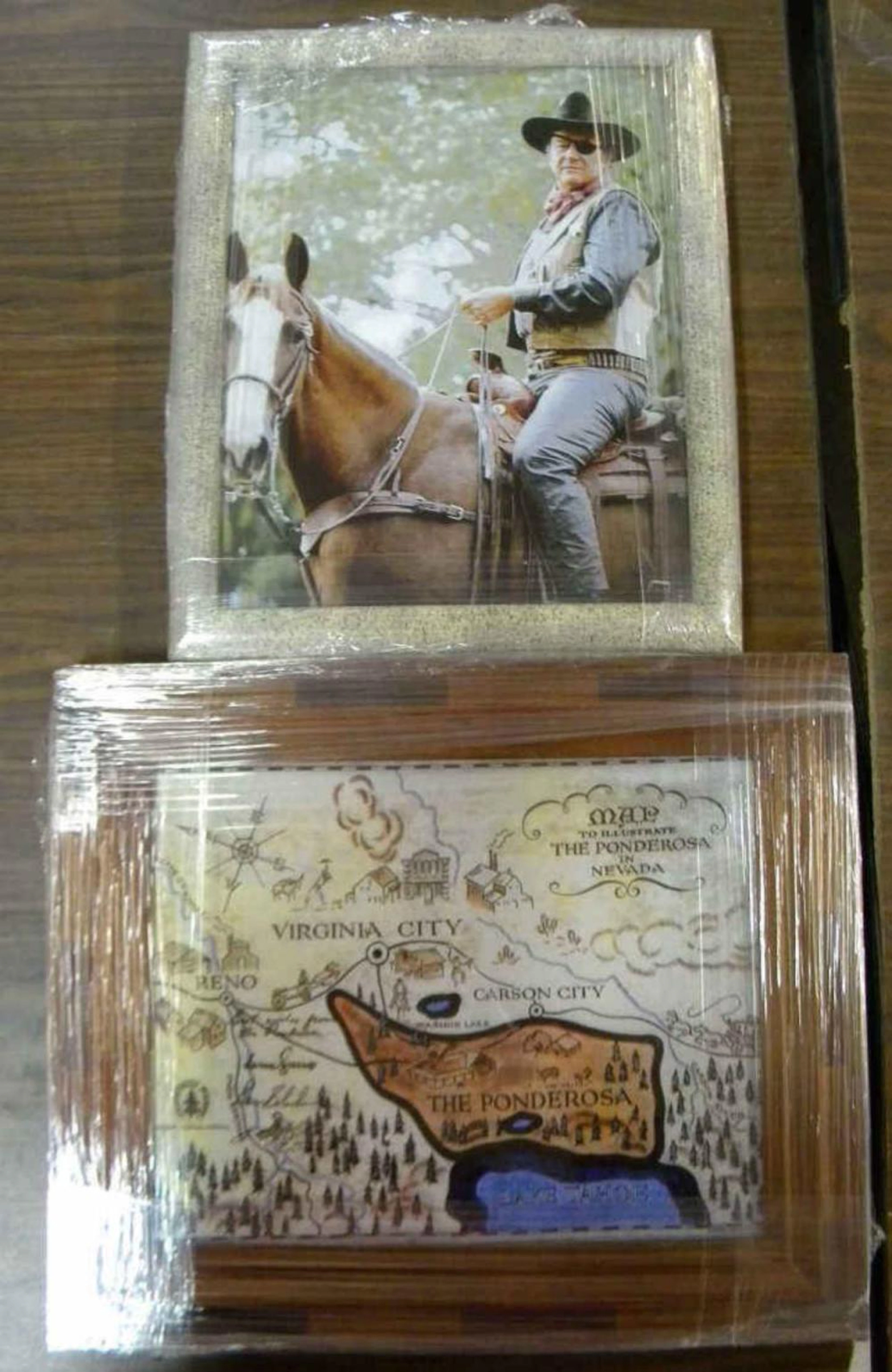 Framed Prints of a Map & John Wayne