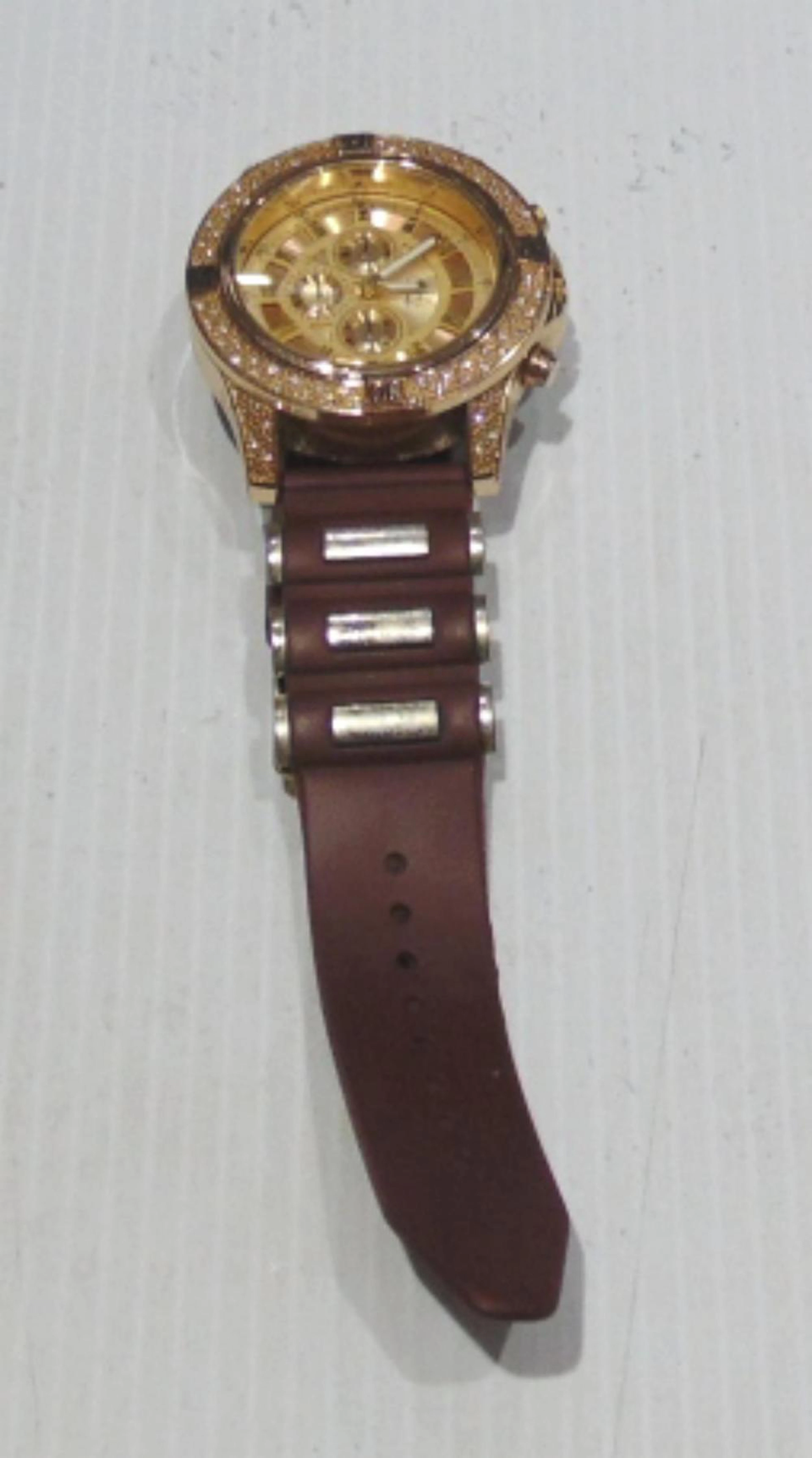 Techno Pave Brown Gold Mens Watch